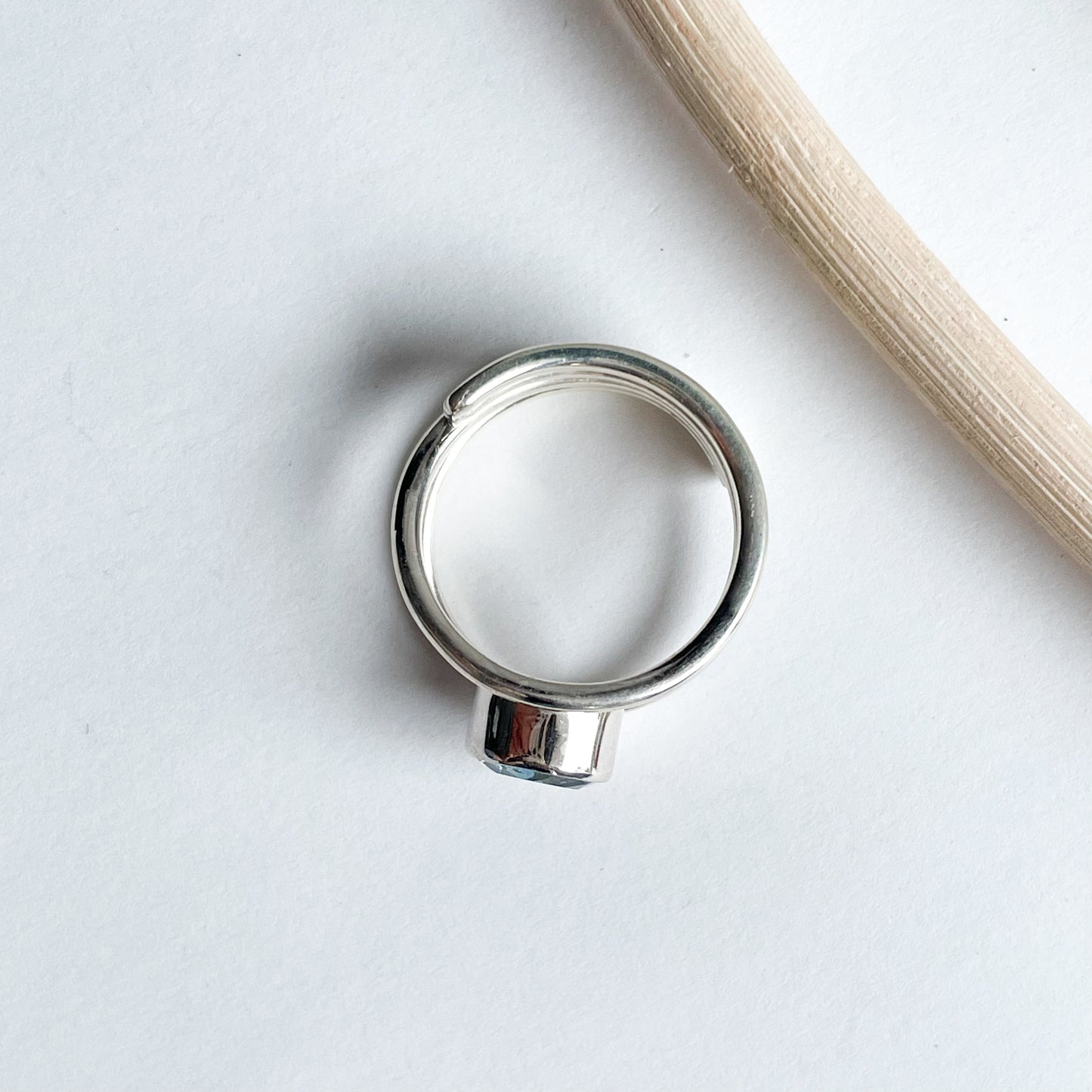 Blue Topaz Double Band Adj Ring - SSS