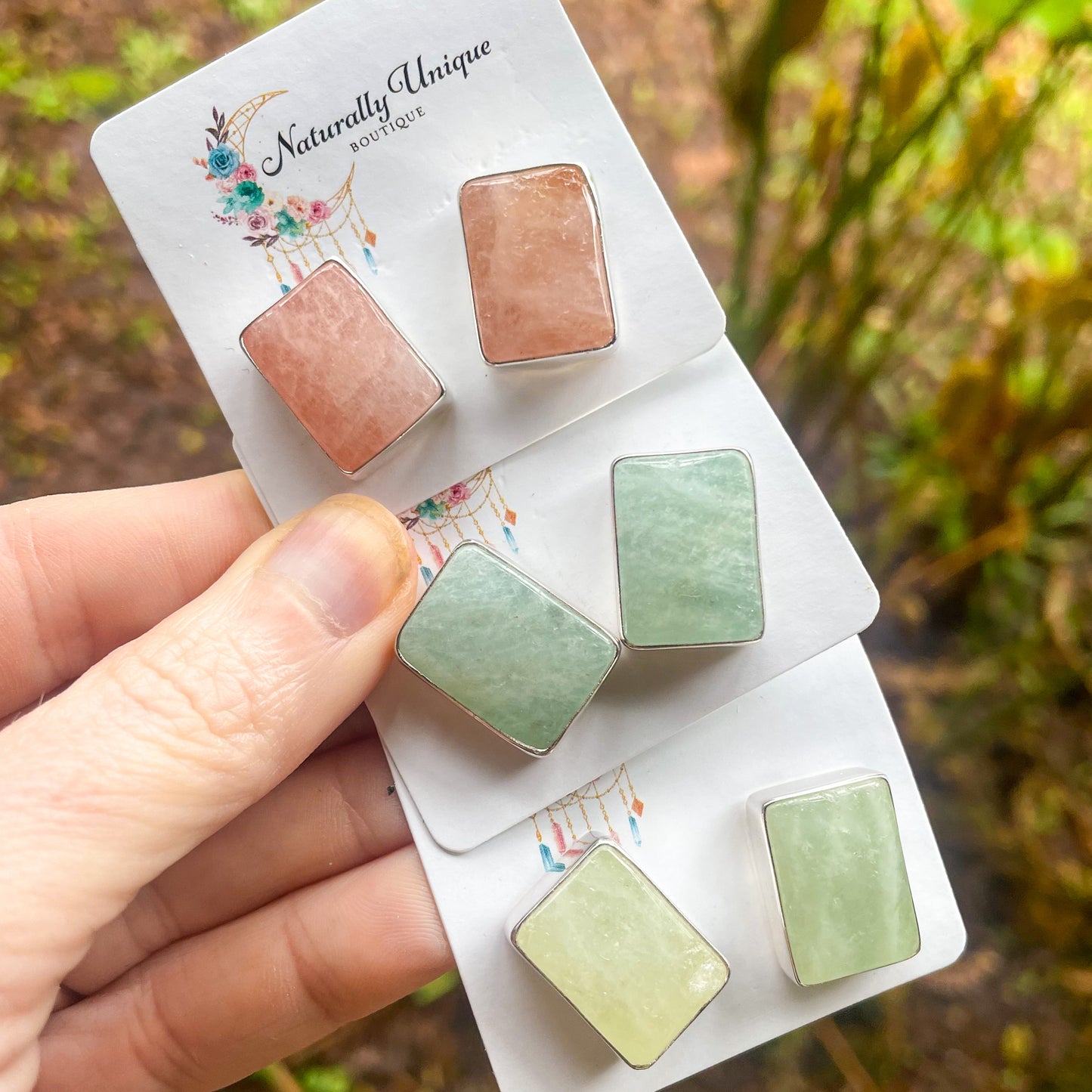 Pastel Quartz Studs - Solid Sterling Silver