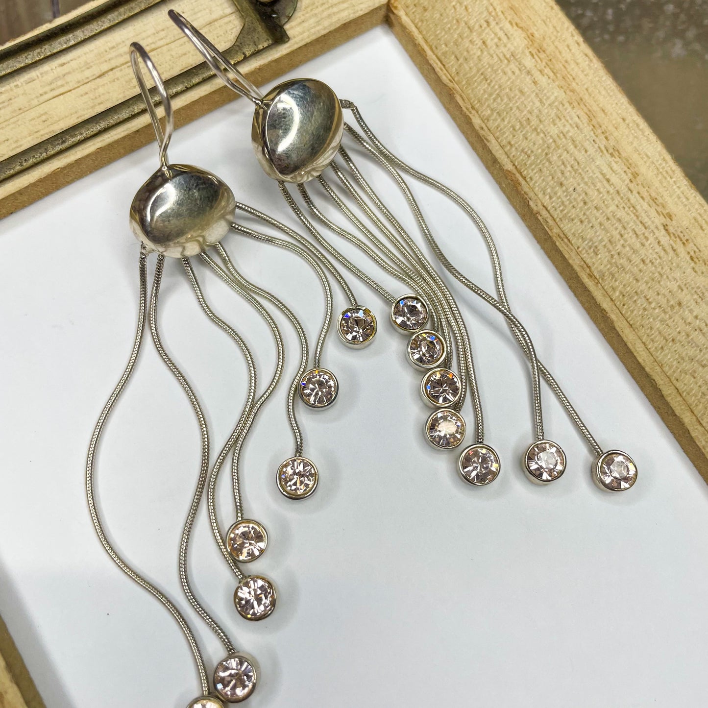 Peach Crystal Dangle Earrings - Starborn