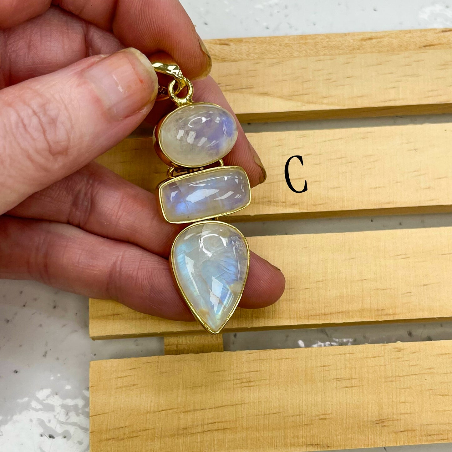 Multi Rainbow Moonstone Pedants - Alchemia