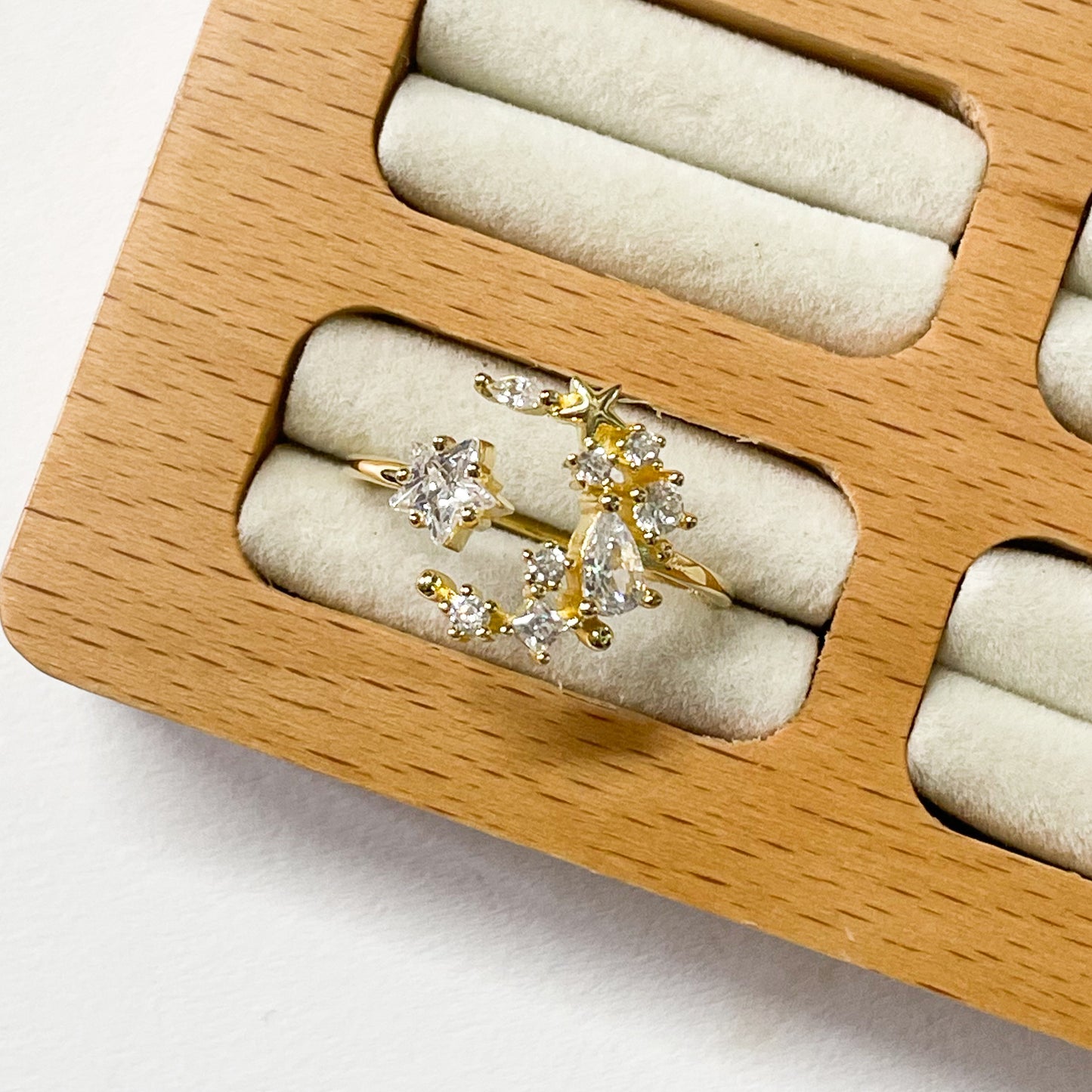 CZ Moon & Star Sized Ring - Vermeil
