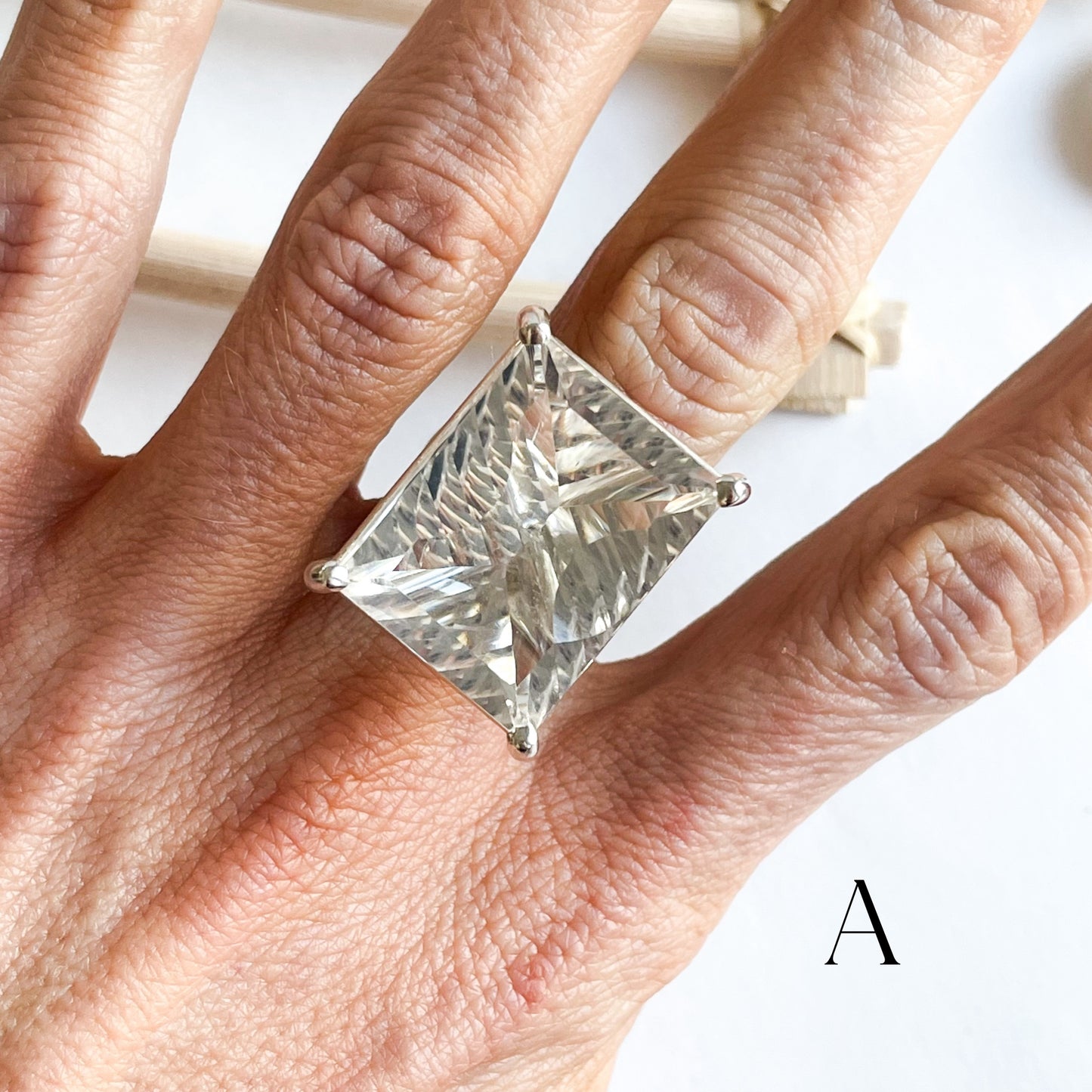 Statement Clear Quartz Prong - Solid Sterling Silver