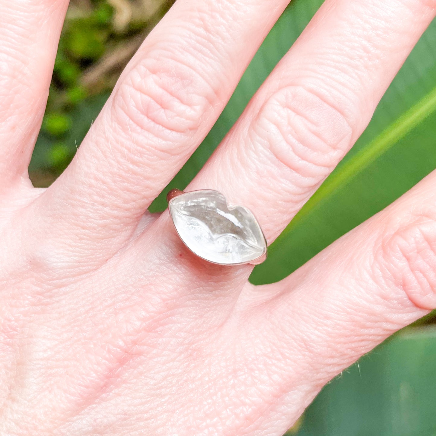 Clear Quartz Lip Ring - Solid Sterling Silver