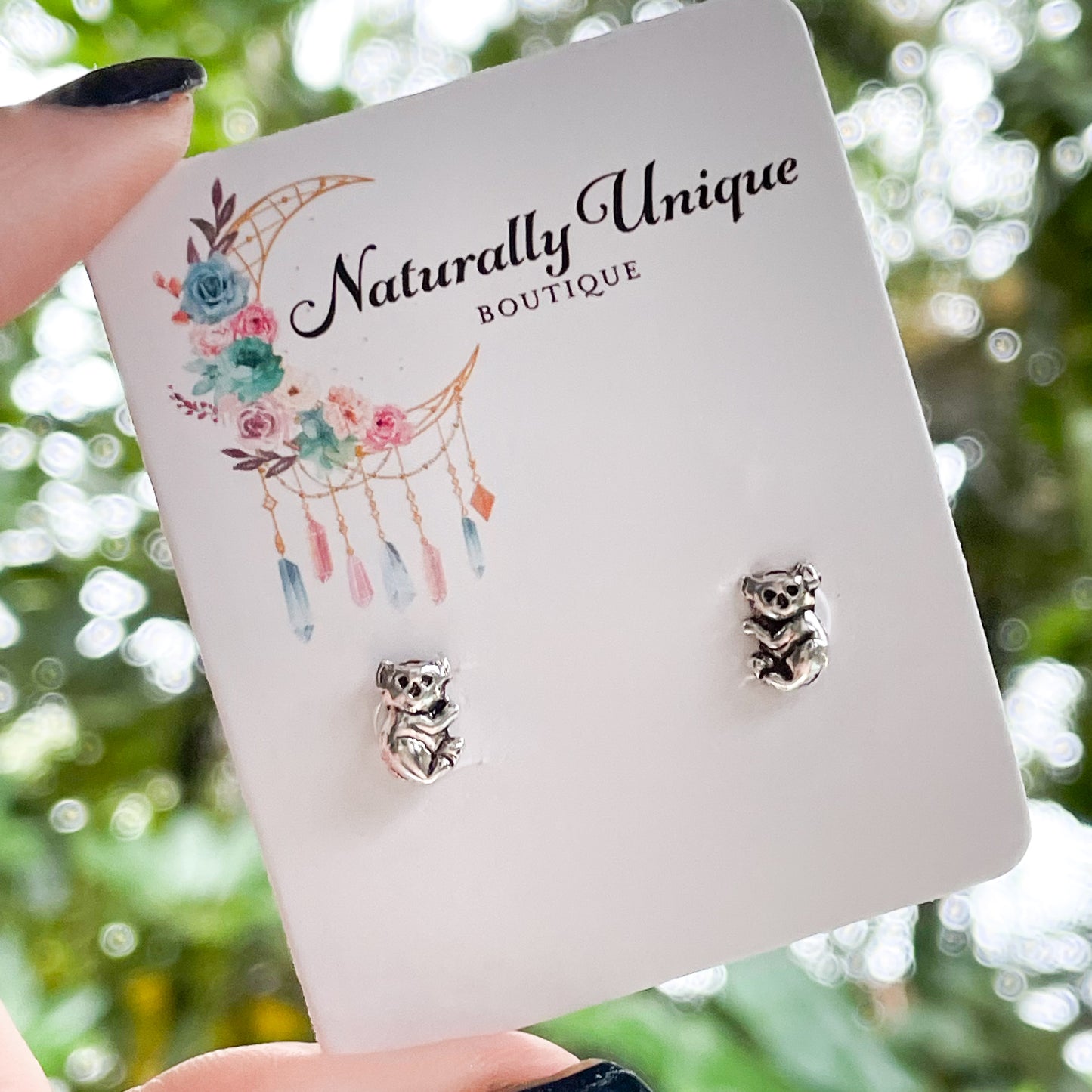 Dainty Koala Bear Studs - Solid Sterling Silver