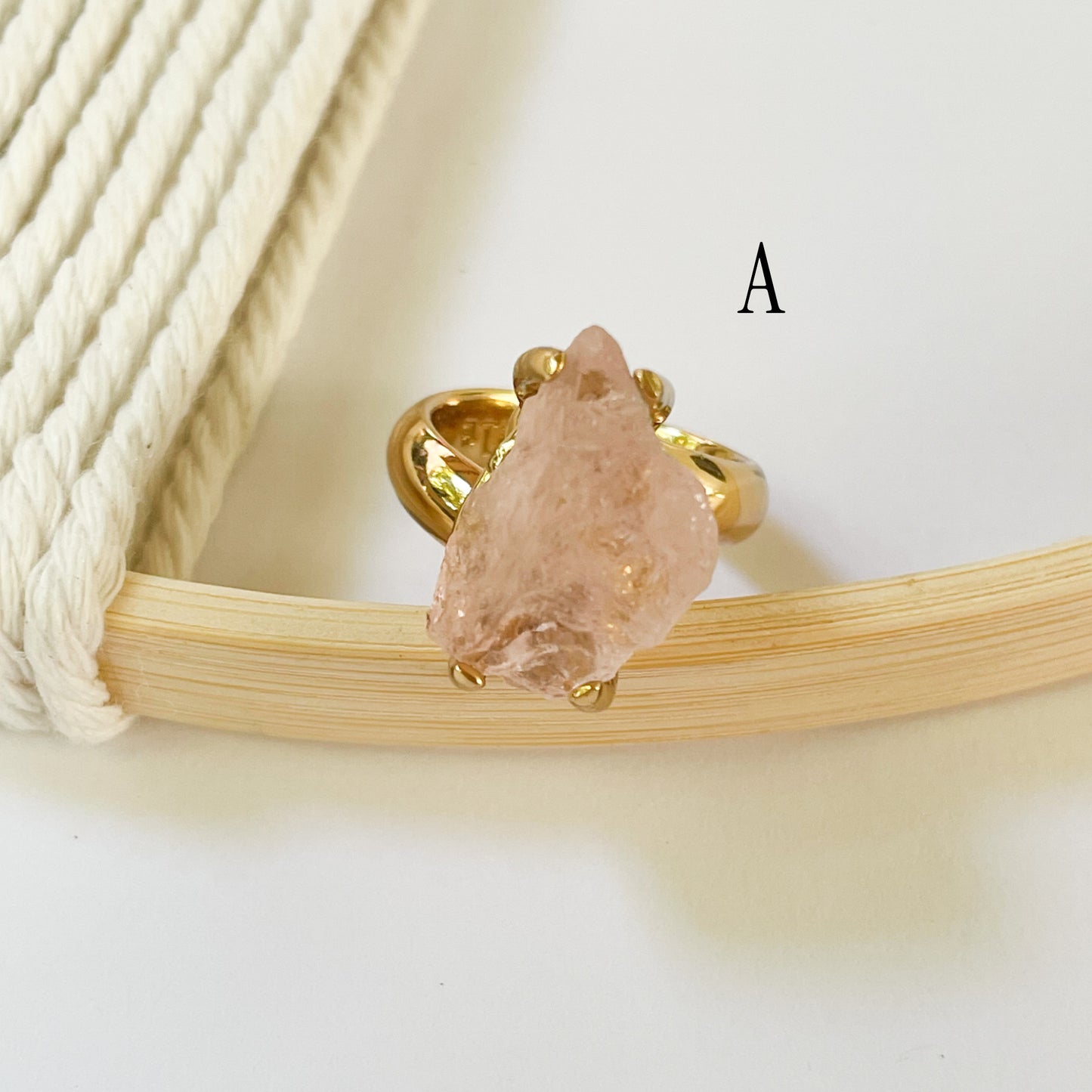 Raw Kunzite Prong Ring - Alchemia Gold