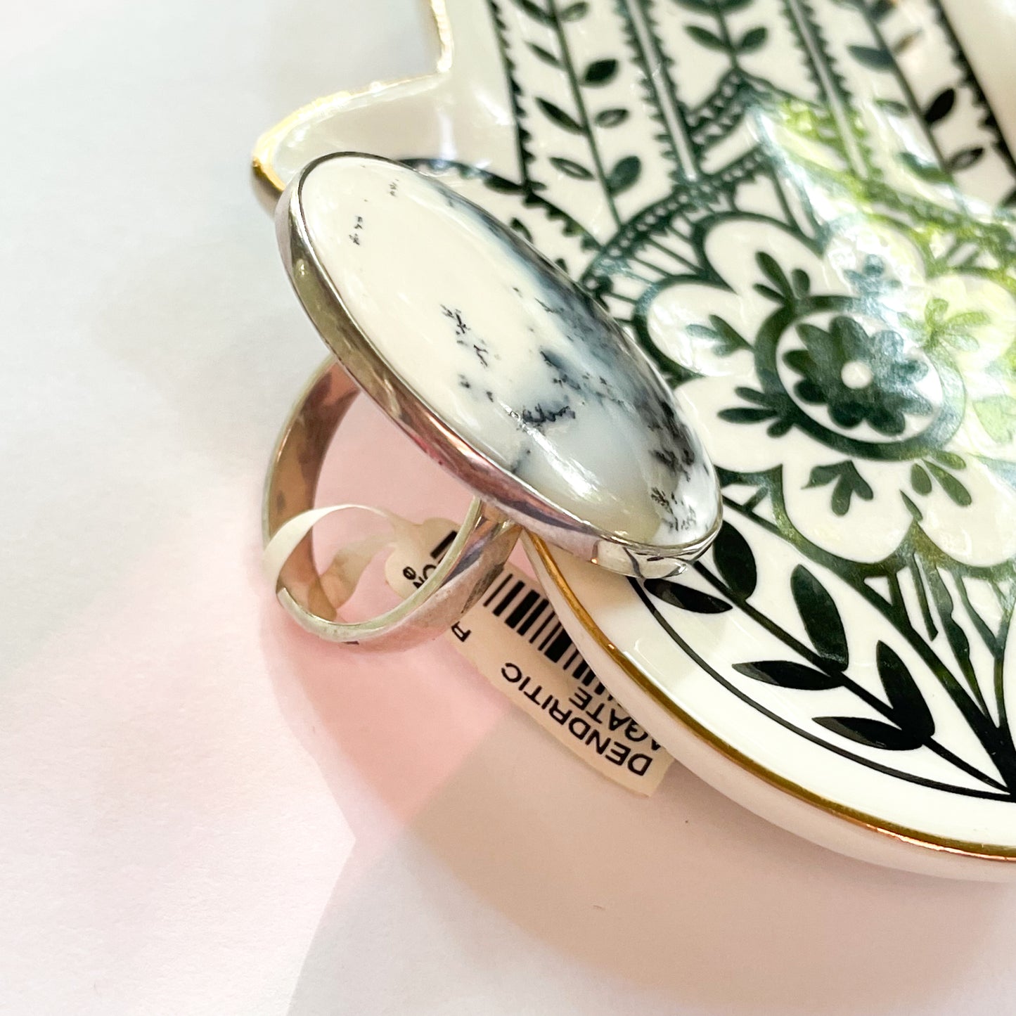 Dendrite Opal Size 10 Ring - Solid Sterling Silver