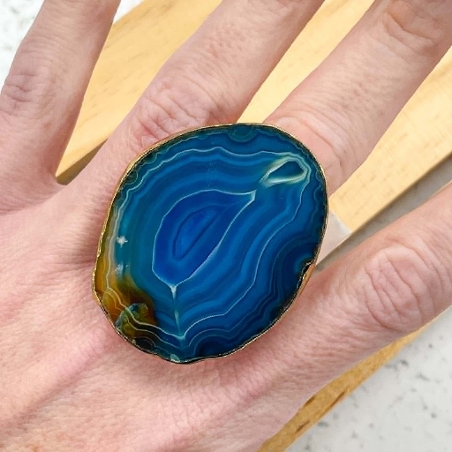 Blue Agate Ring - Alchemia