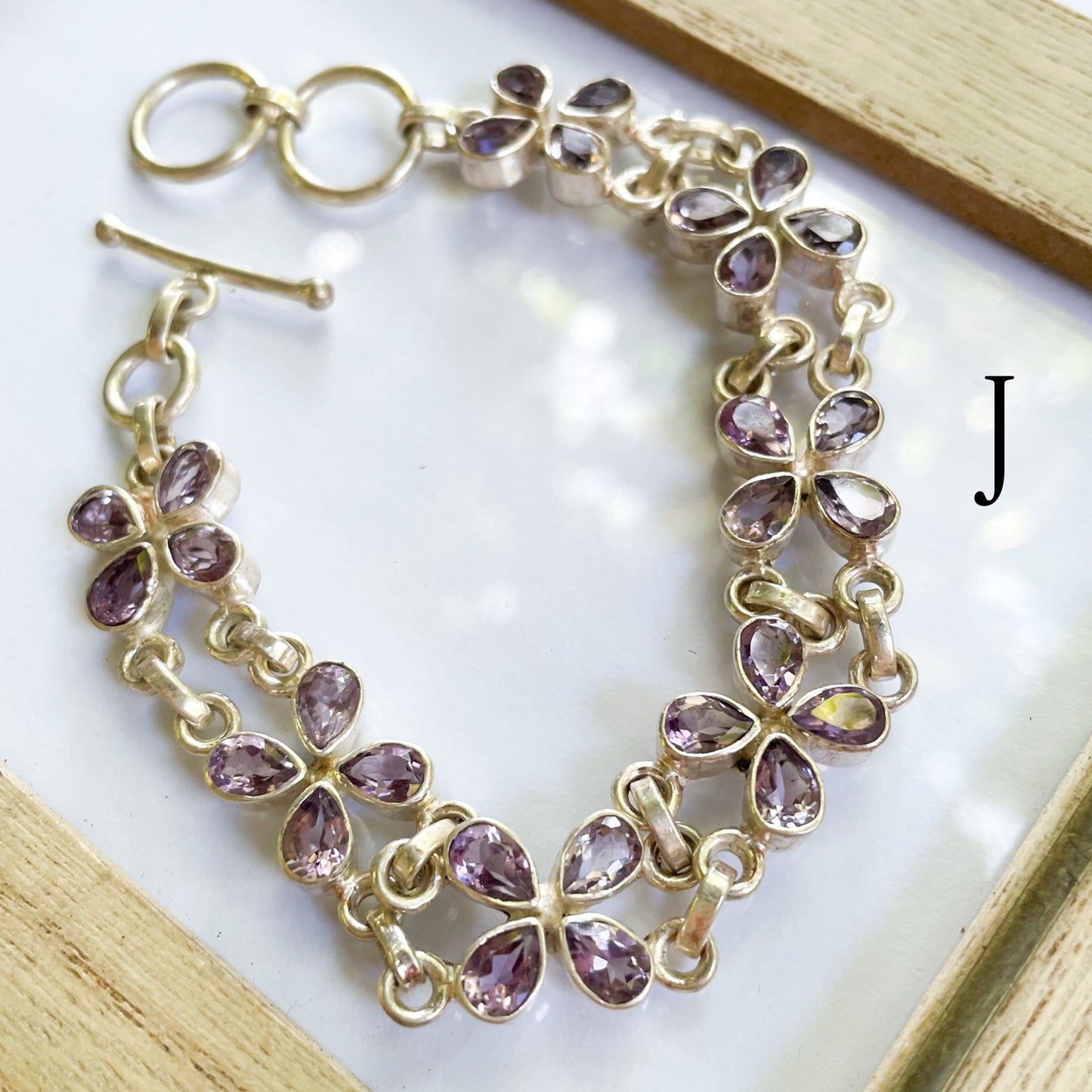 Solid Sterling Silver Stone Bracelet Blowout!