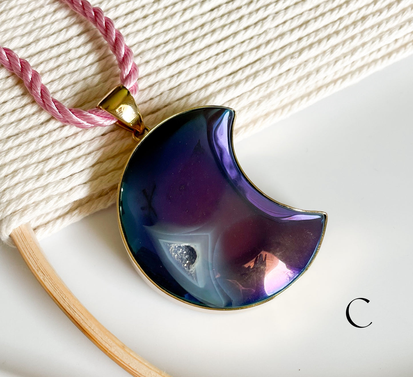 Aurora Statement Crescent Moon Pendant - Alchemia