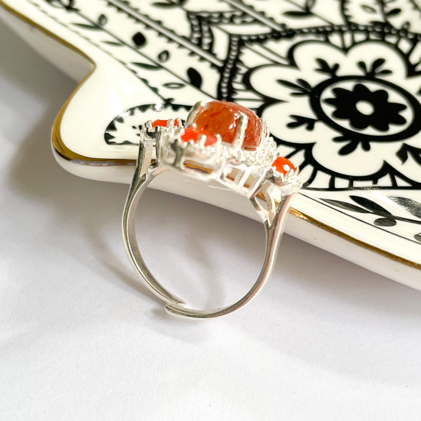 Sunstone Gemstone Ring - Solid Sterling Silver