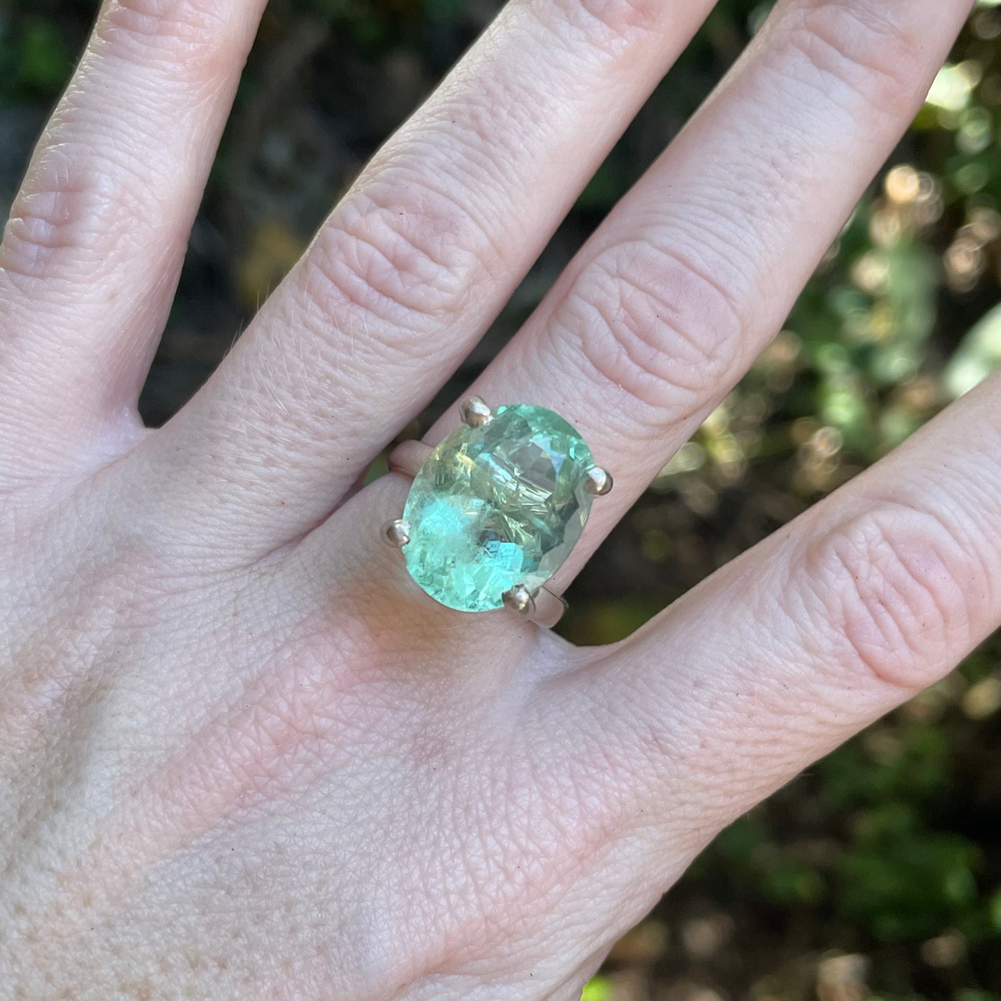 Fluorite Prong Rings - Solid Sterling Silver