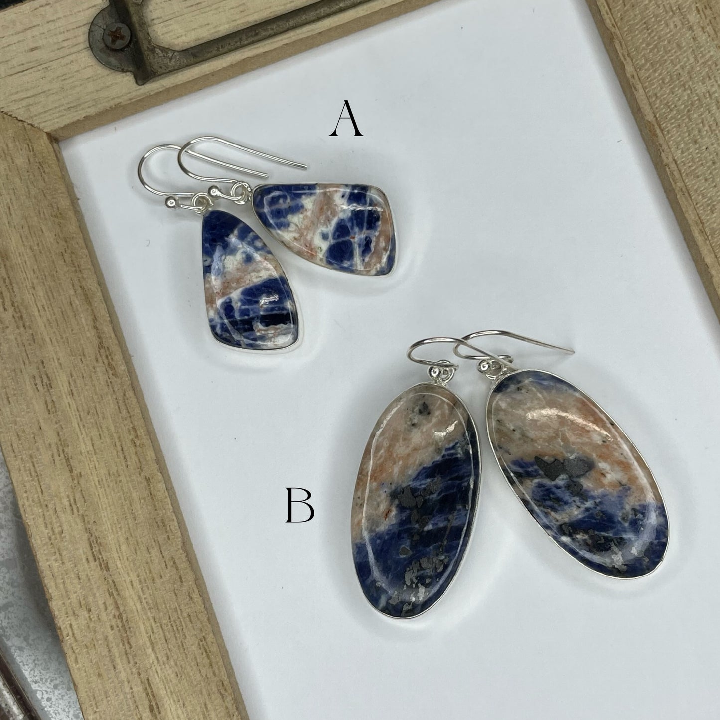 Sodalite Dangle Earring - Solid Sterling Silver