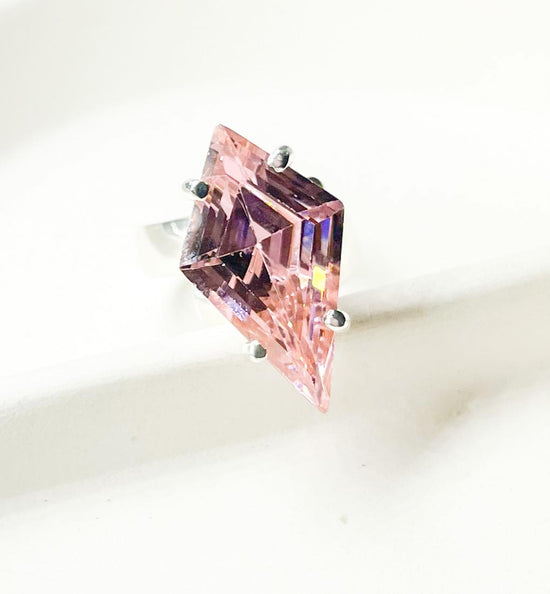Colorful CZ Kite Prong Rings - Both Metals
