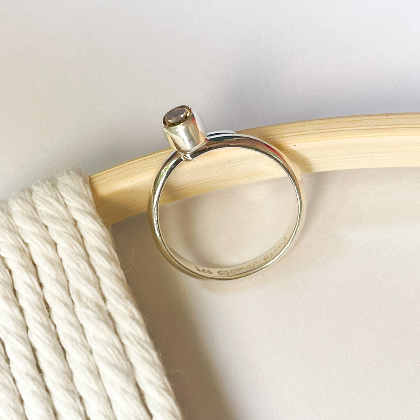 Dainty Citrine Ring - Solid Sterling Silver
