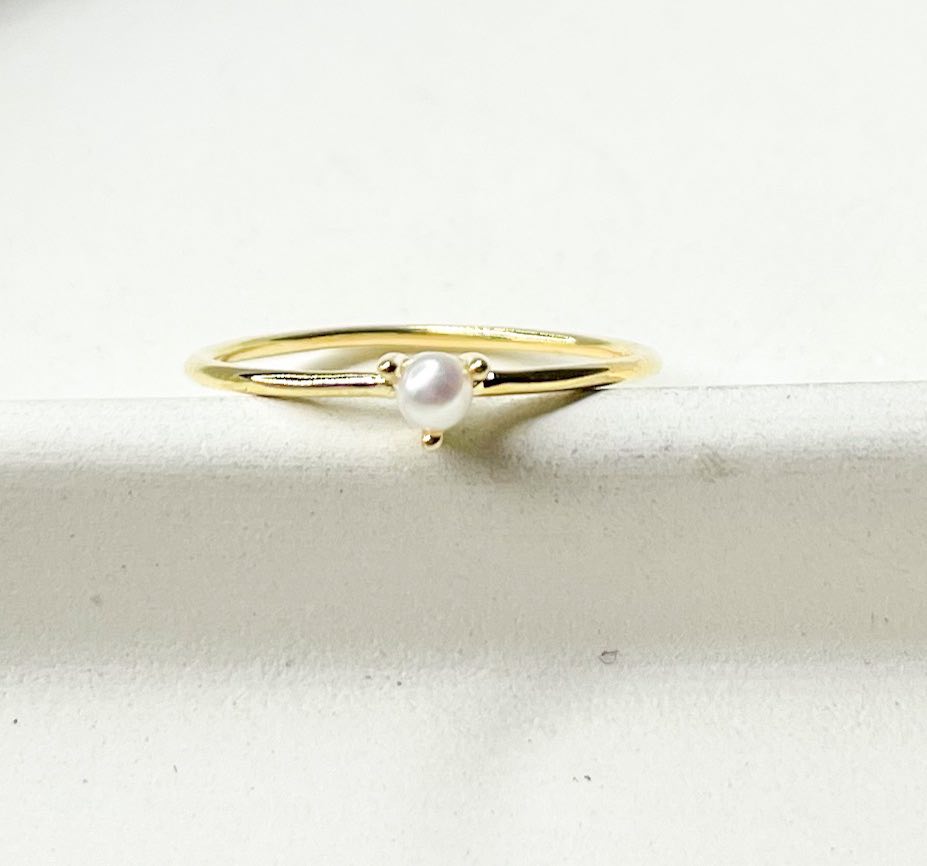 Dainty Simple Pearl Sized Ring - SSS or Vermeil