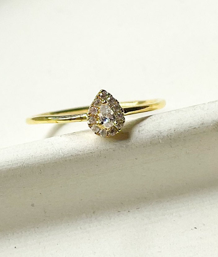 Glistening Teardrop CZ Teardrop Sized Ring - SSS or Vermeil