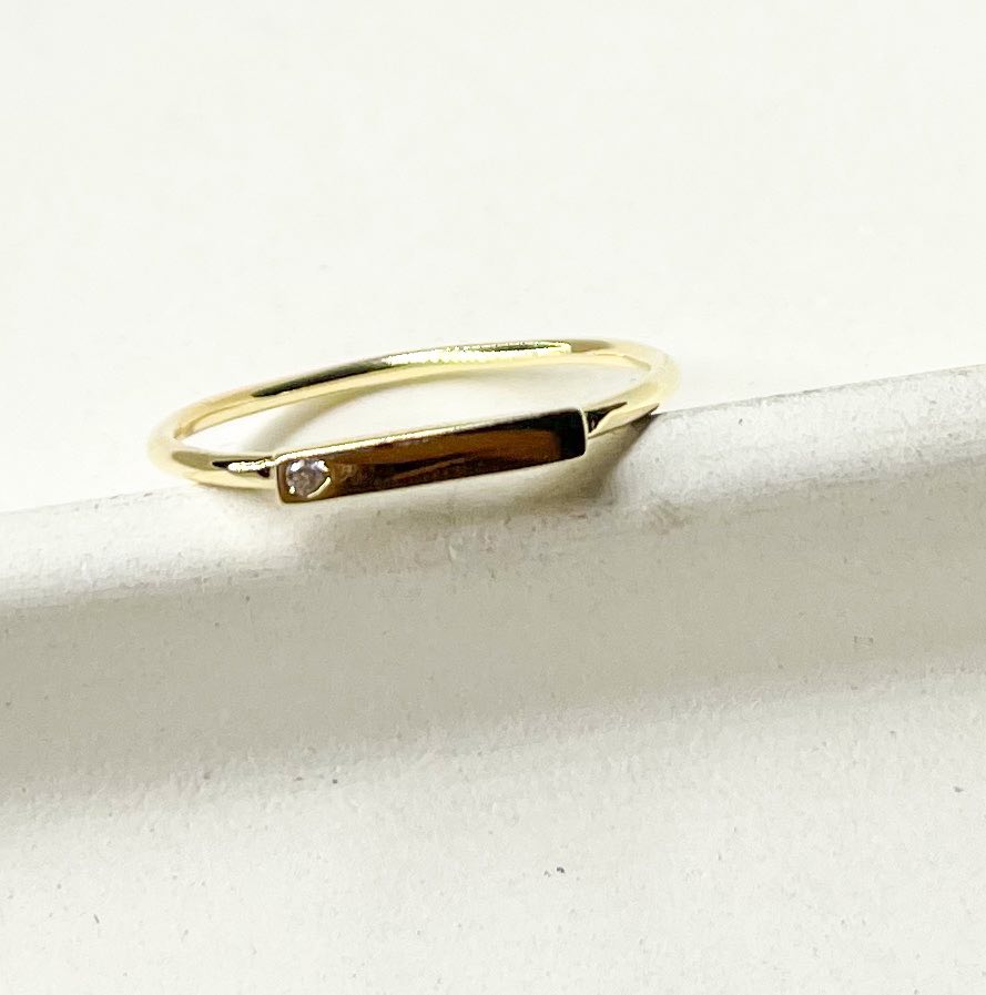 CZ Bar Sized Ring - SSS or Vermeil