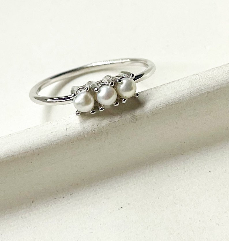 Triple Pearl Sized Ring - SSS or Vermeil