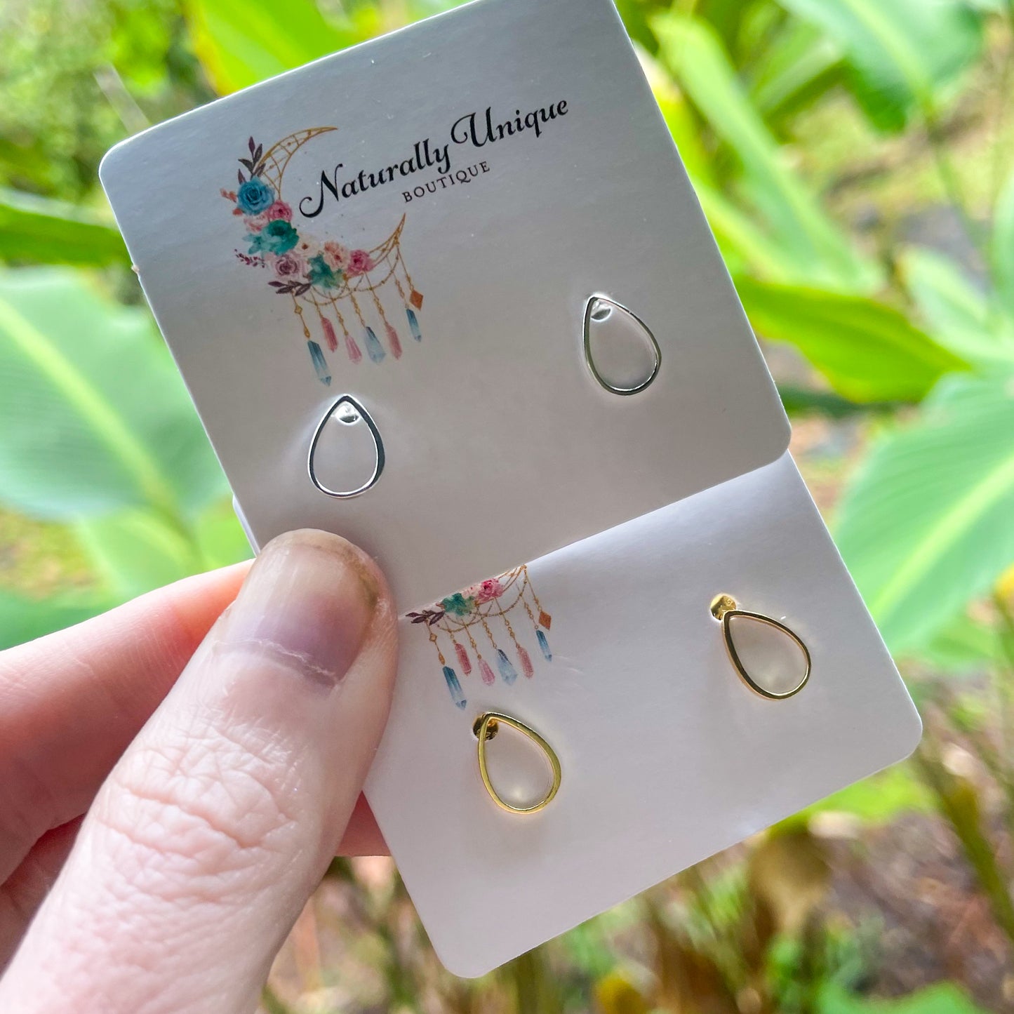 Dainty Hollow Oval Studs - Silver & Gold