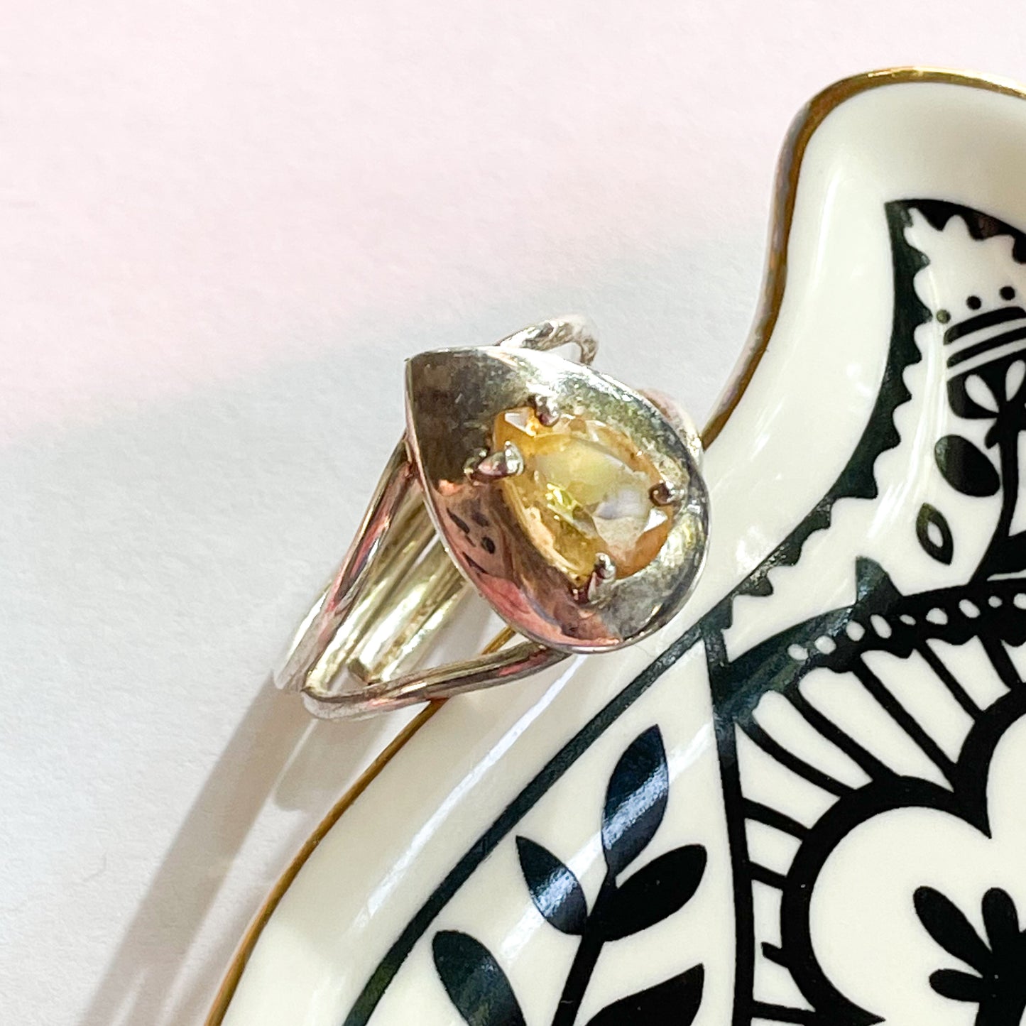 Citrine Dainty Prong Ring - Solid Sterling Silver