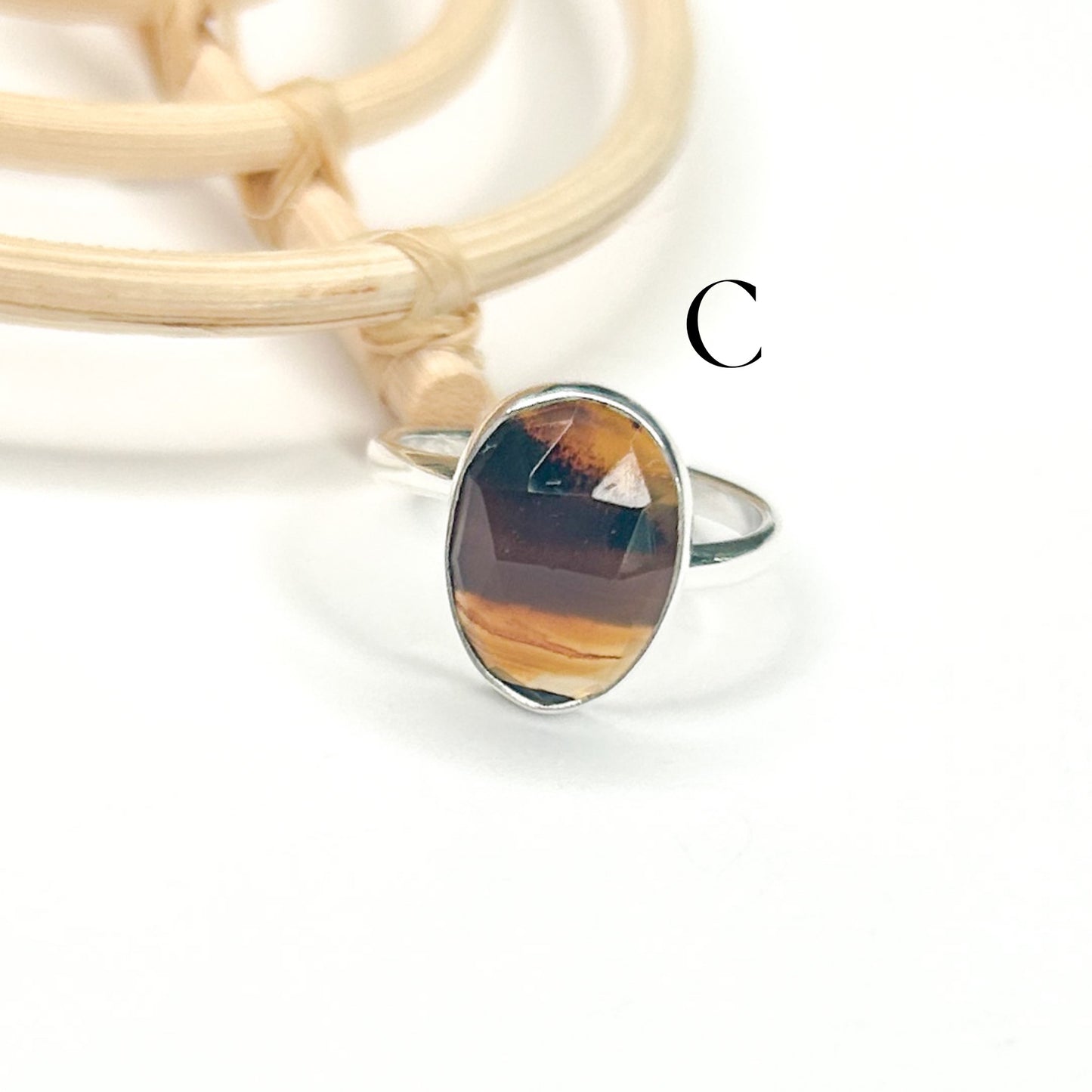 Montana Agate Faceted Ring - Solid Sterling Silver