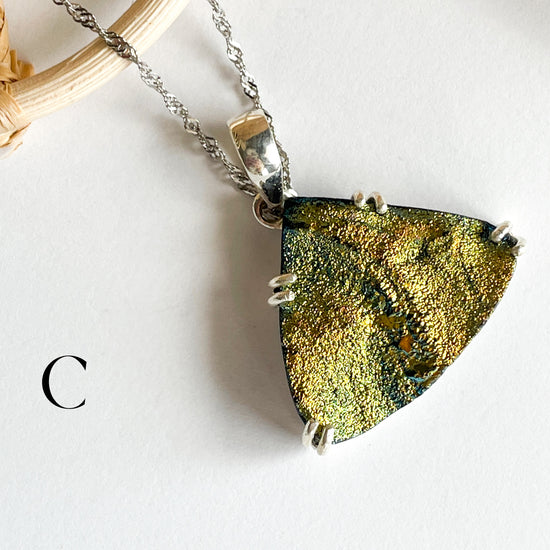 Titanium Druzy Prong Ring or Pendant - Solid Sterling Silver