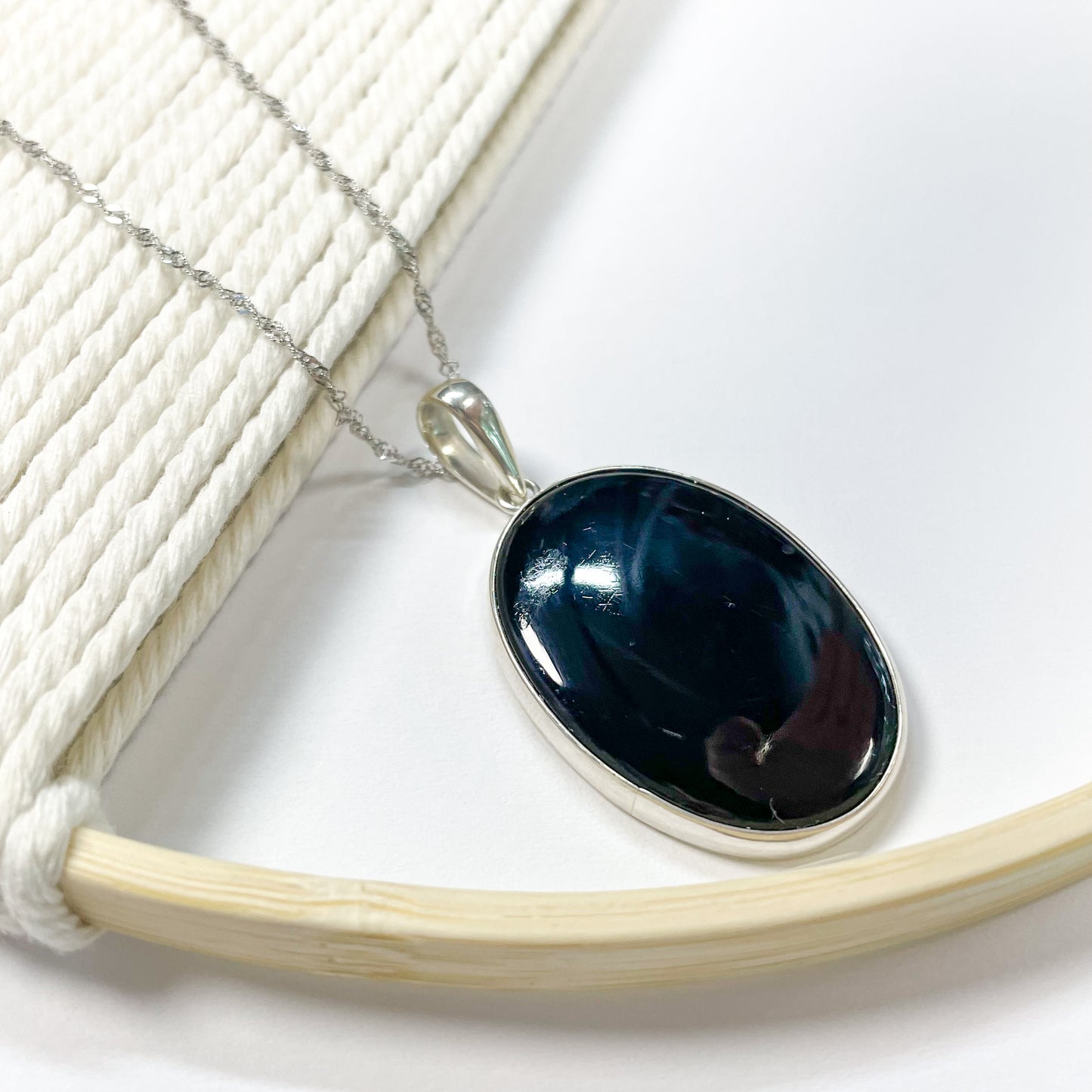 Black Onyx Pendant - Solid Sterling Silver