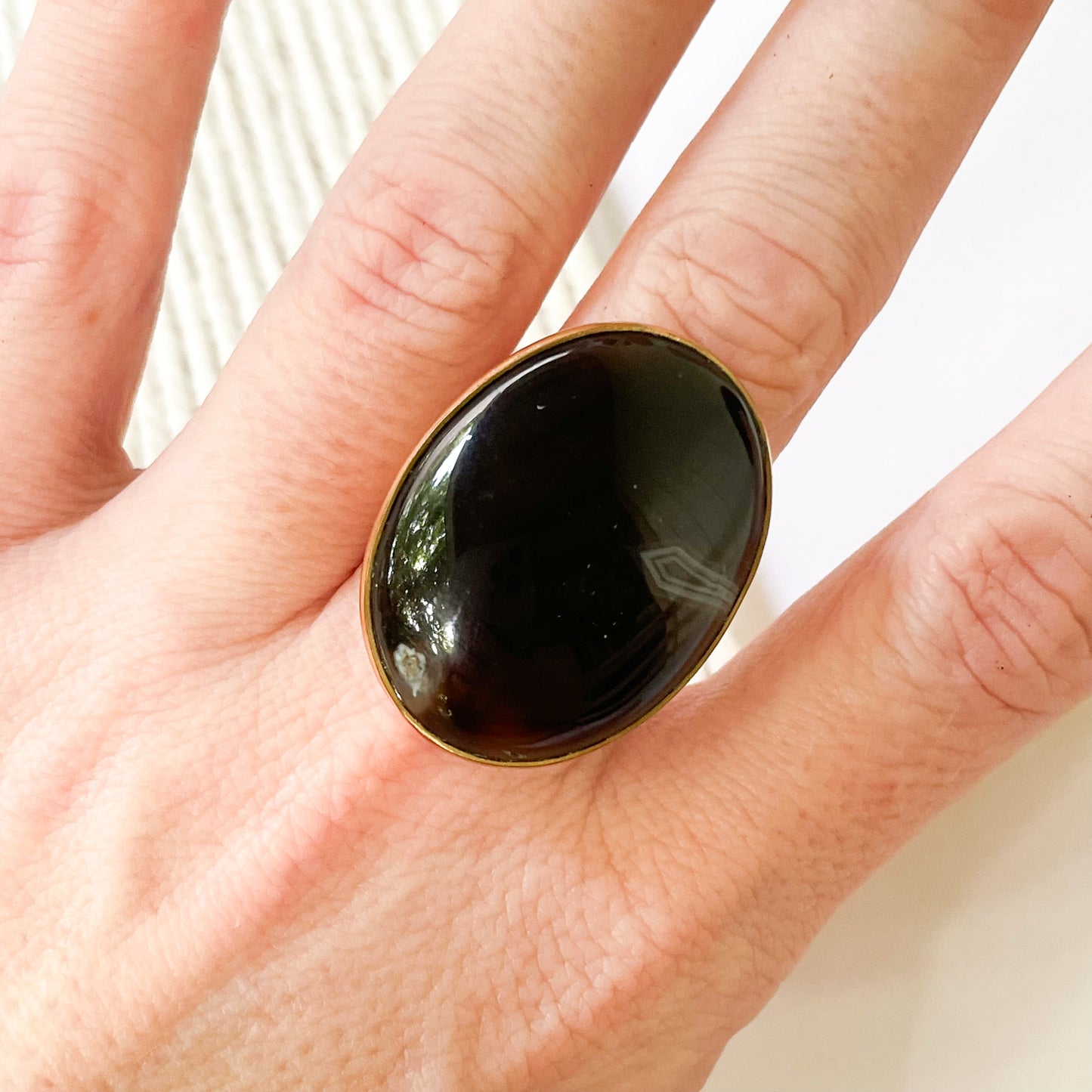 Black Agate Ring - Alchemia Gold