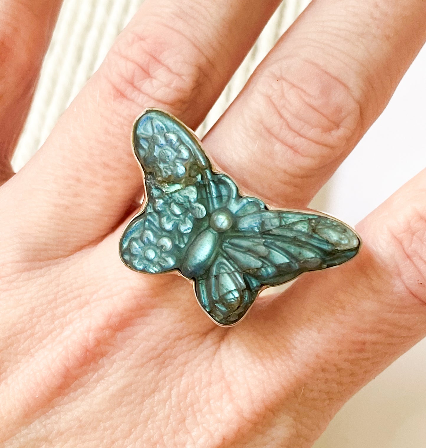 Labradorite Butterfly Rings - Solid Sterling Silver
