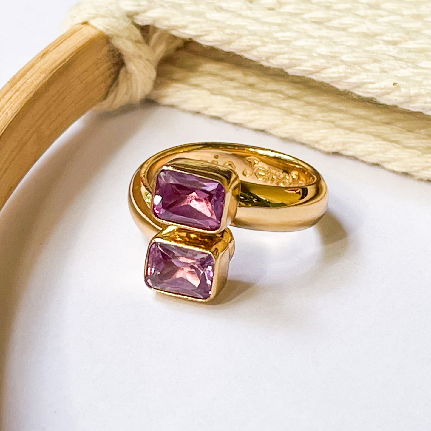 Alexandrite Rectangle Bypass Ring - Alchemia