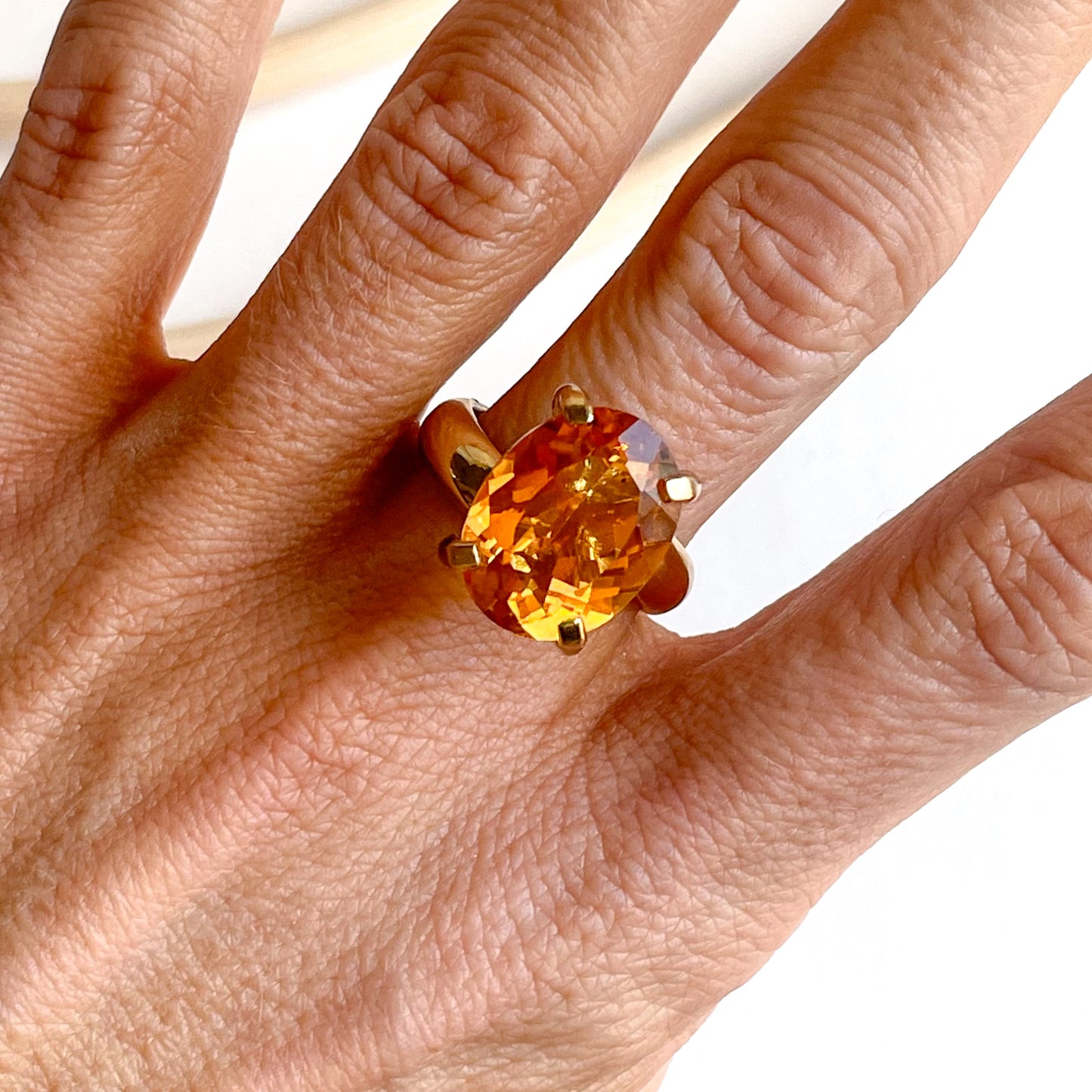 Orange Mystic Quartz Oval Prong Rings - Alchemia