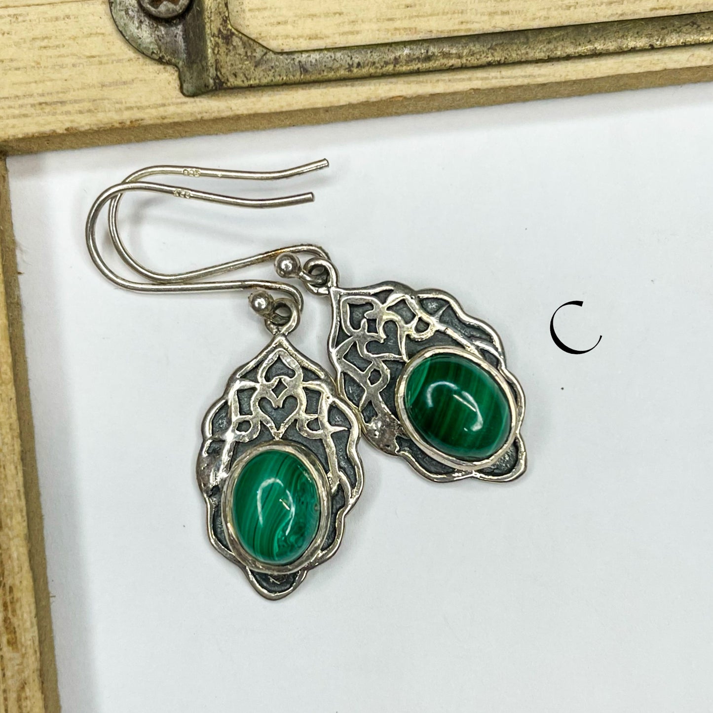 Malachite Dangles- Solid Sterling Silver