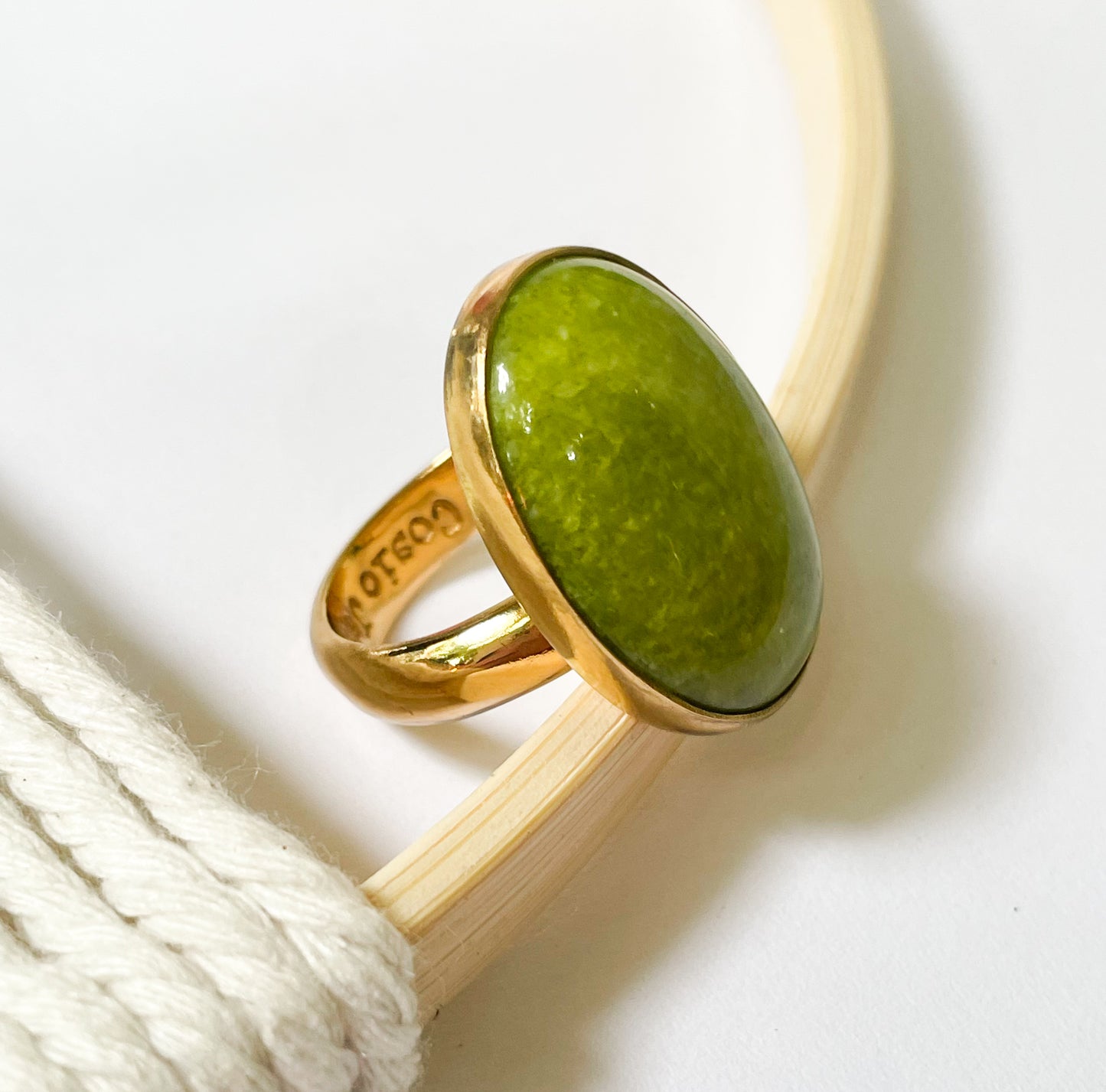 Bright Neon Green Quartz Ring - Alchemia Gold