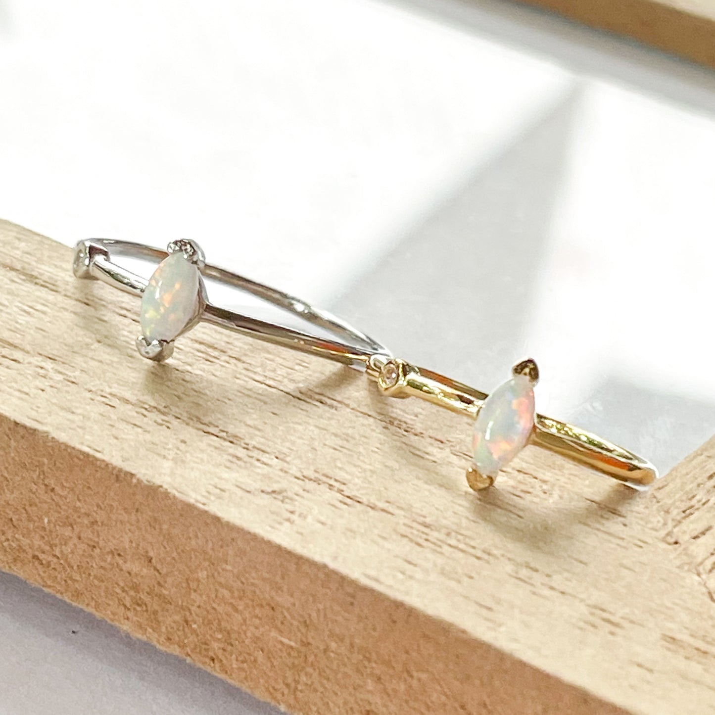 Ethiopian Opal Dainty Marquise Sized Ring - SSS or Vermeil