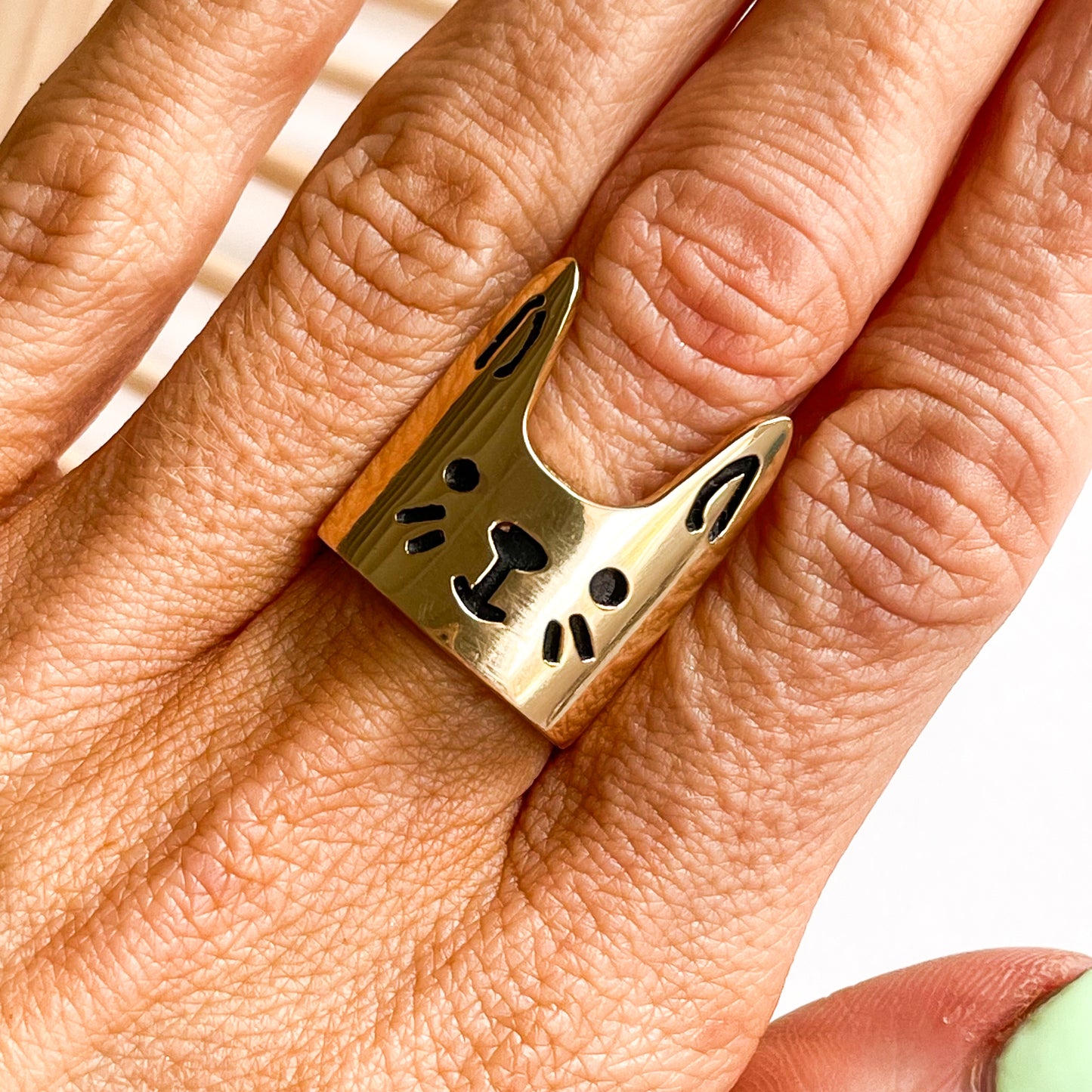 Cat Face Adjustable Ring - Alchemia