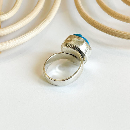 Blue Howlite Rose Ring - Solid Sterling Silver