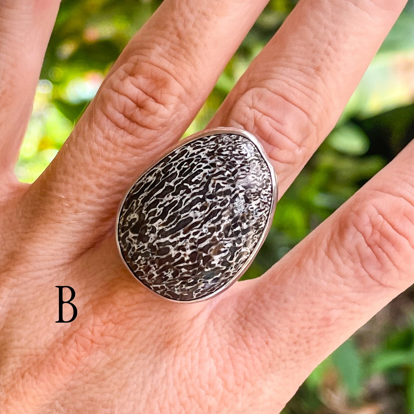 Fossil Dinosaur Bone Ring - Solid Sterling Silver