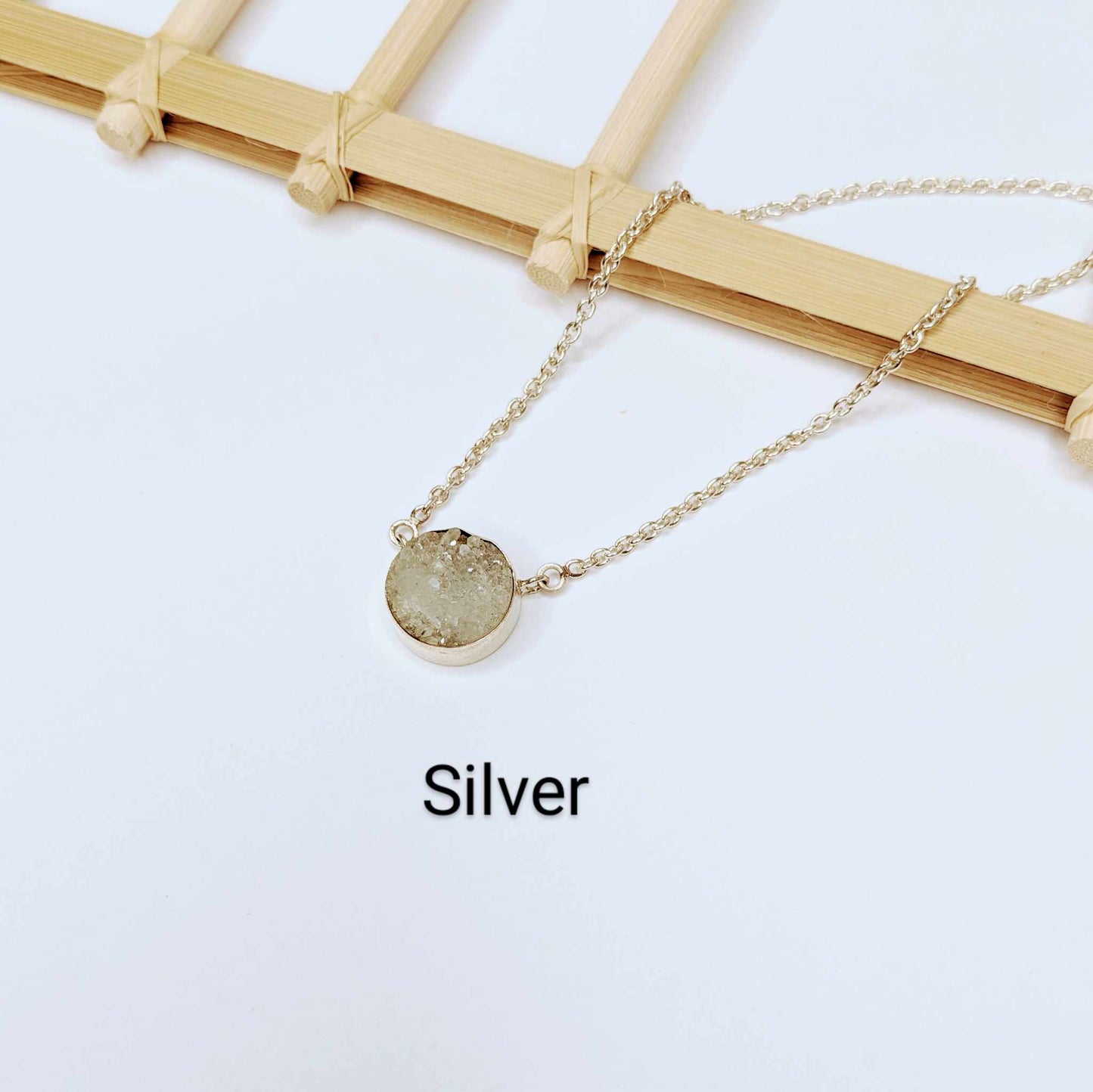 Polka Dot Natural Stone Necklace Collection - Solid Sterling Silver