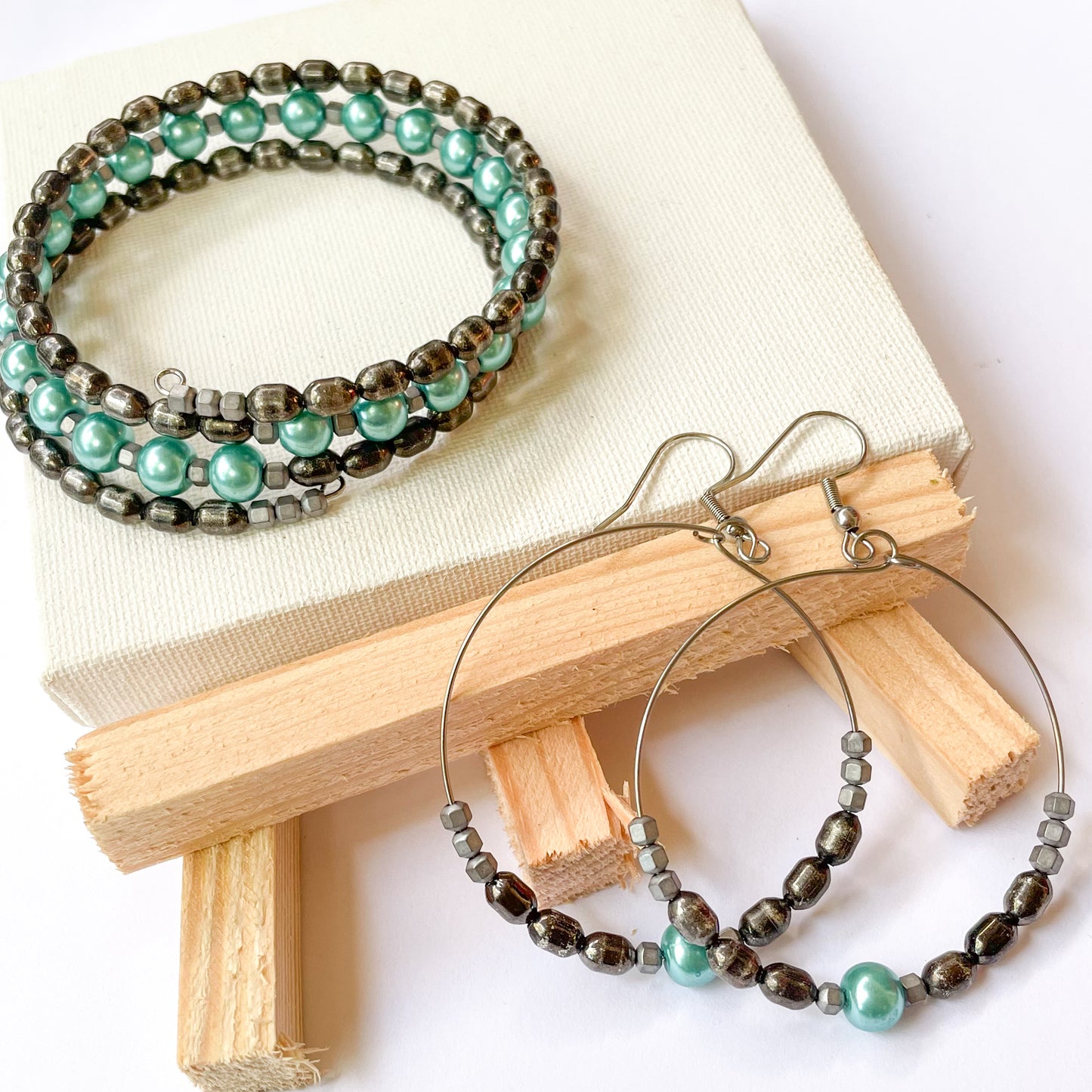 Turquoise & Hematite Wrap Set