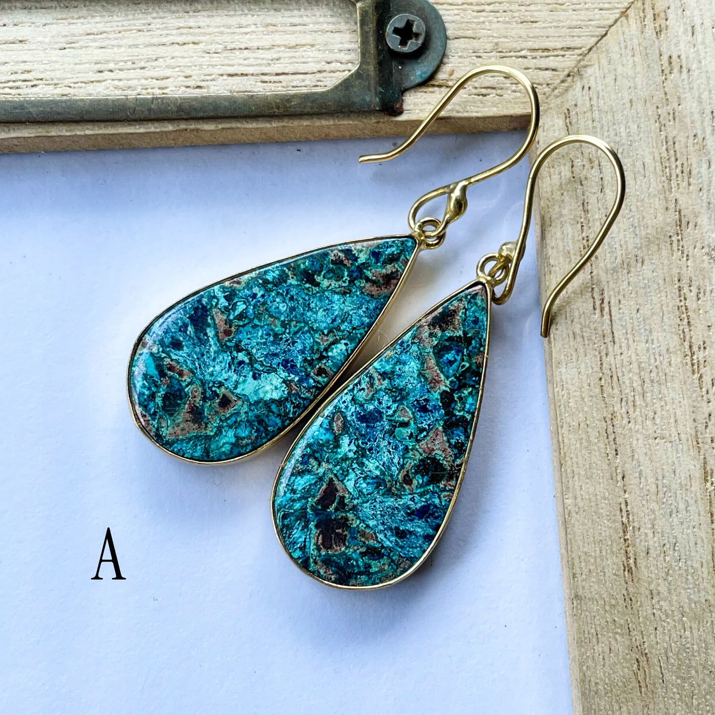 Shattuckite Azurite Dangle Earrings - Alchemia