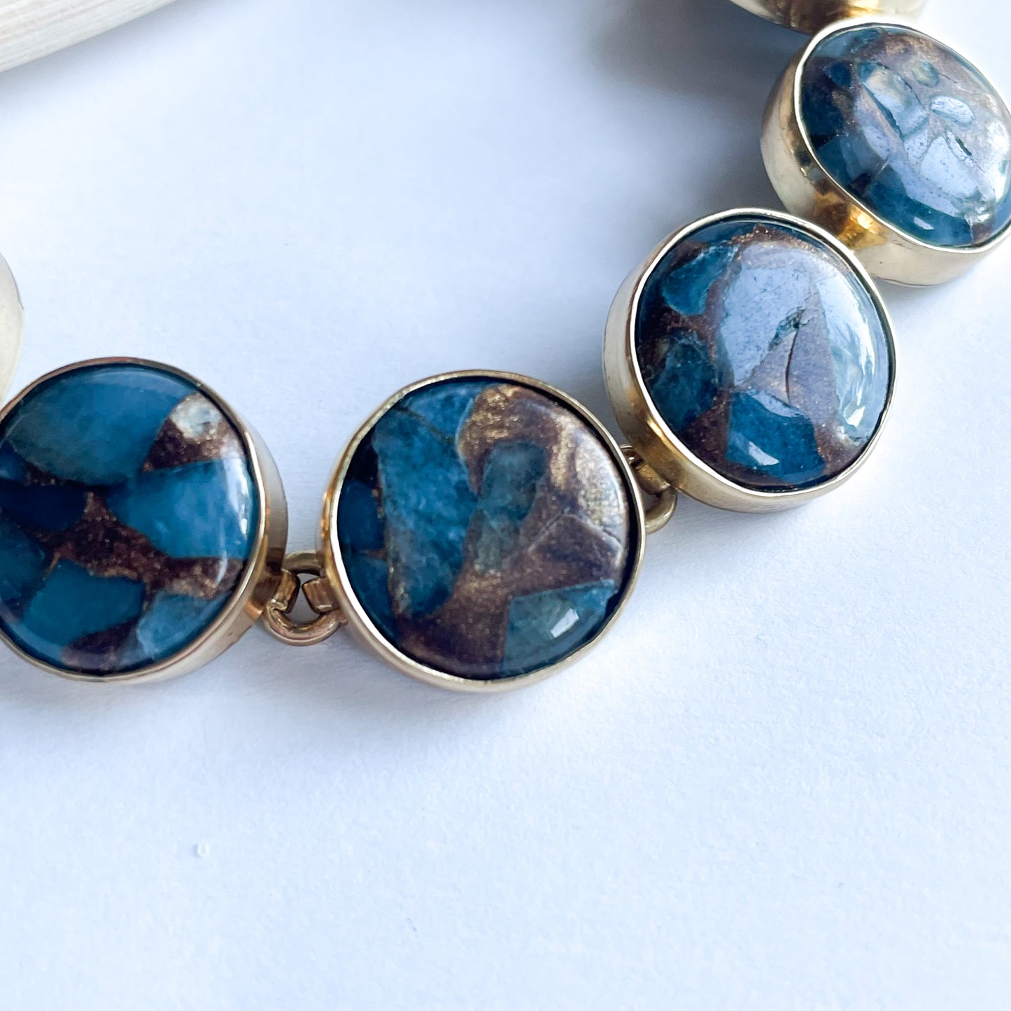 Blue Mica Agate Polka Dot Bracelet - Alchemia Gold
