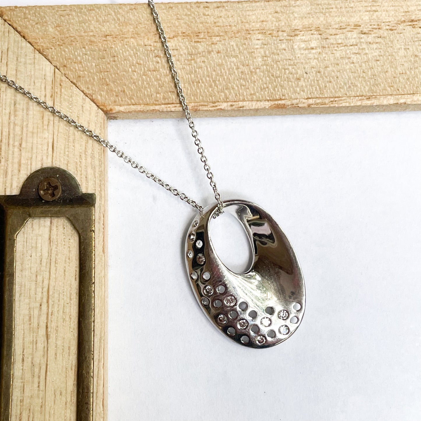 CZ Oval  Necklace - Rhodium