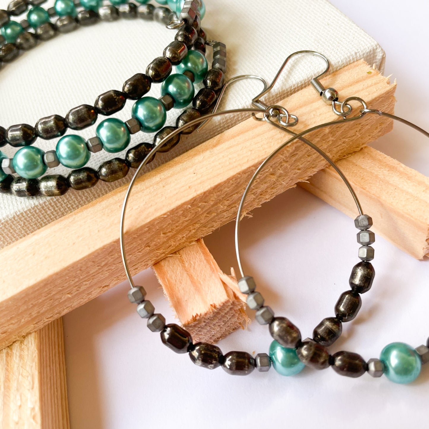 Turquoise & Hematite Wrap Set