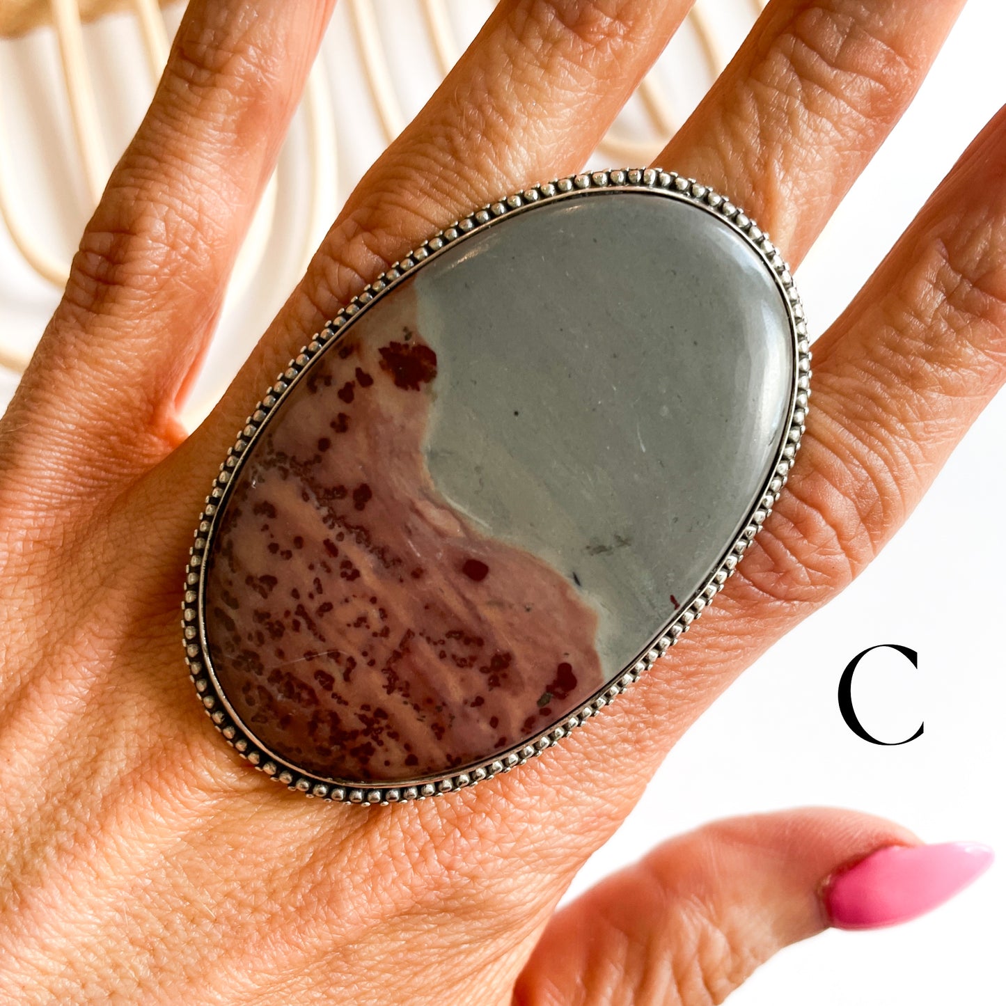 Jasper Flex Cuff Statement Ring -  Solid Sterling Silver