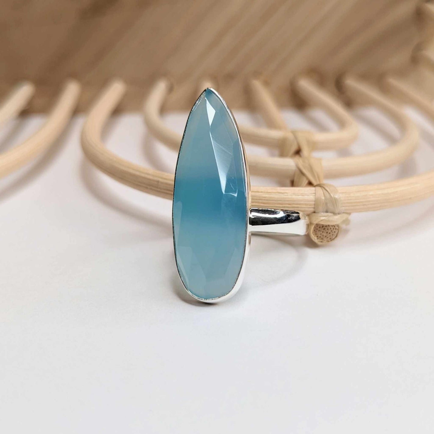 Paraiba Chalcedony Ring - Solid Sterling Silver