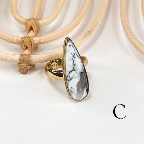 Slender Dendrite Opal Ring - Alchemia