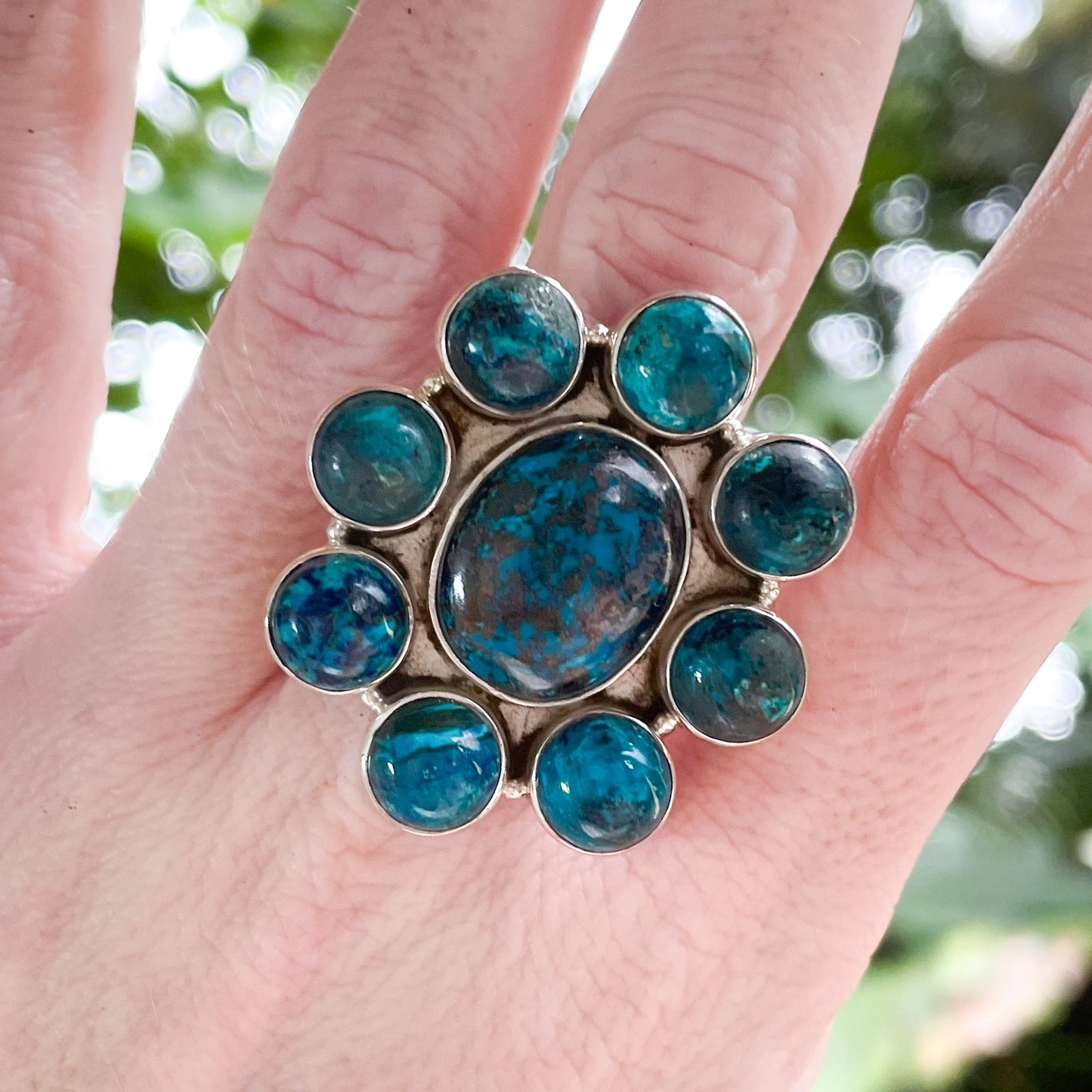 Azurite Mini Statement Ring - Solid Sterling Silver
