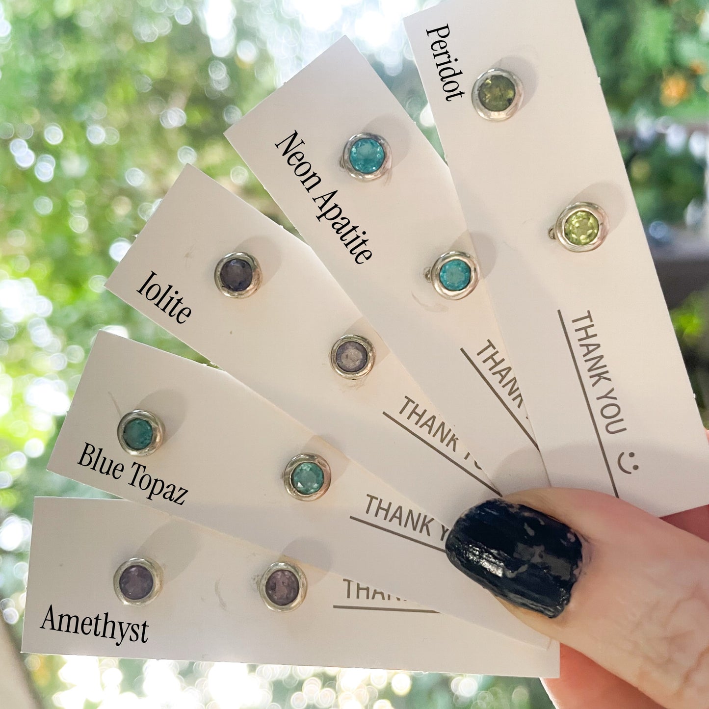 Boho Chic Flush Stone Studs - Solid Sterling Silver