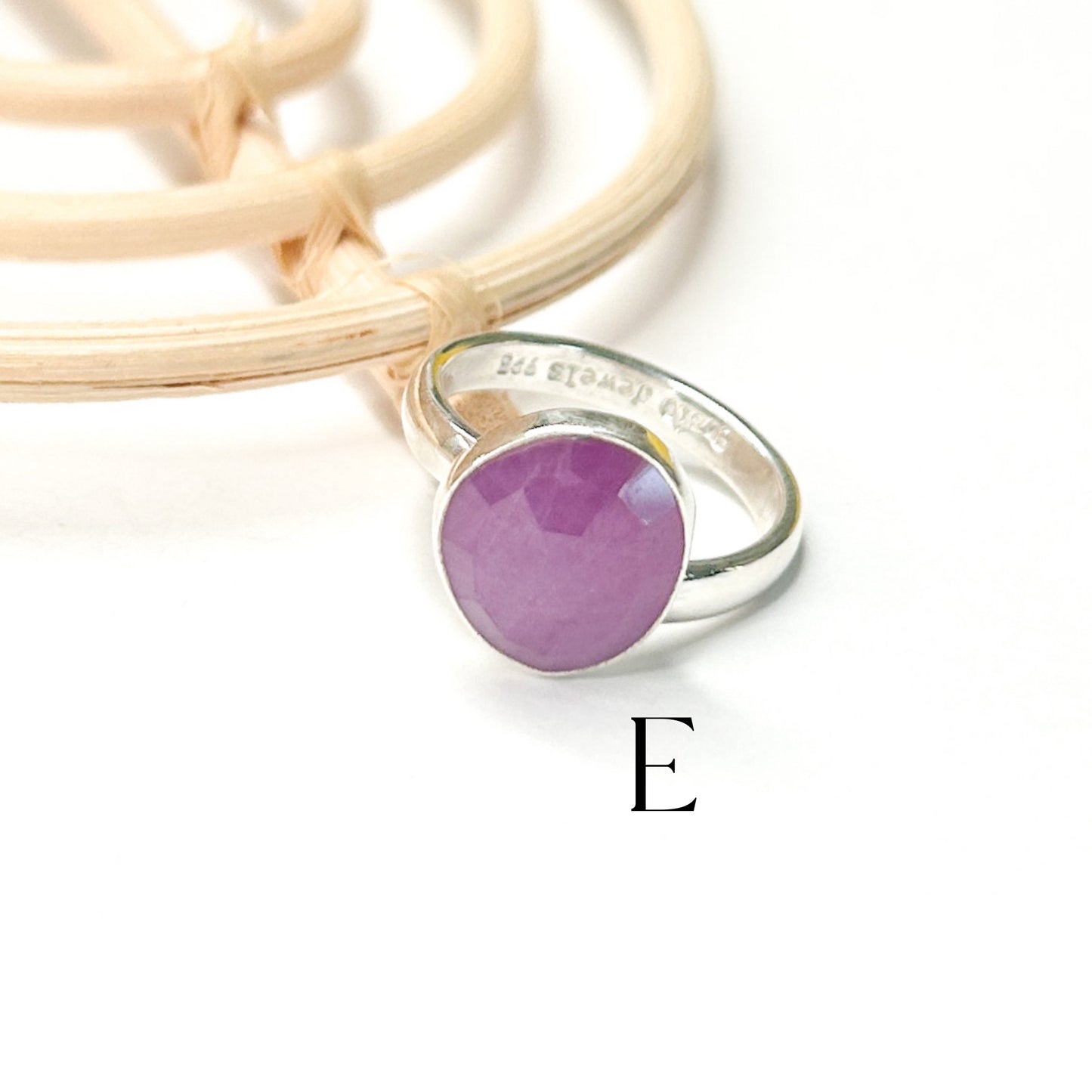 Pink Sapphire Quartz Ring - Solid Sterling Silver