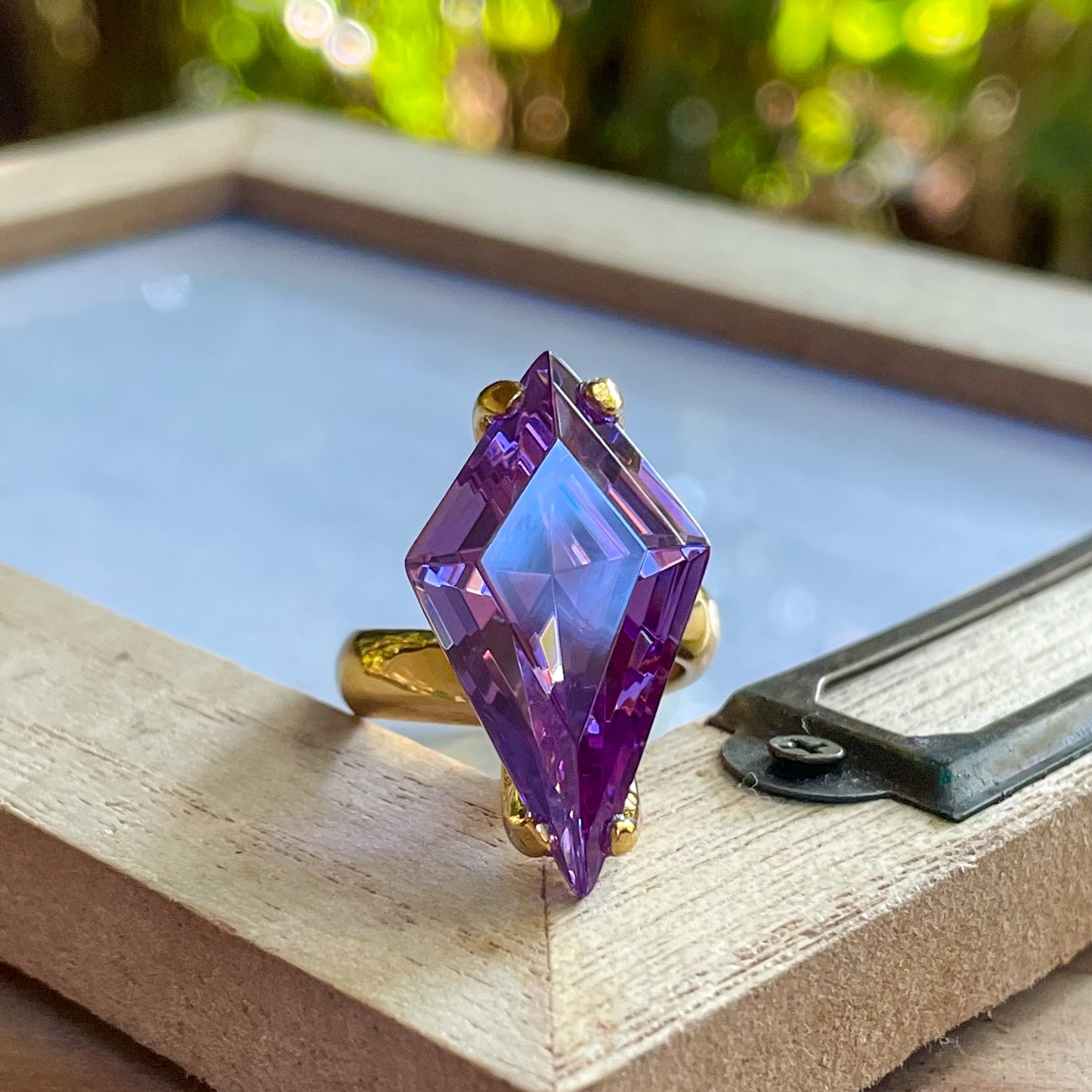 Colorful CZ Kite Prong Rings - Both Metals